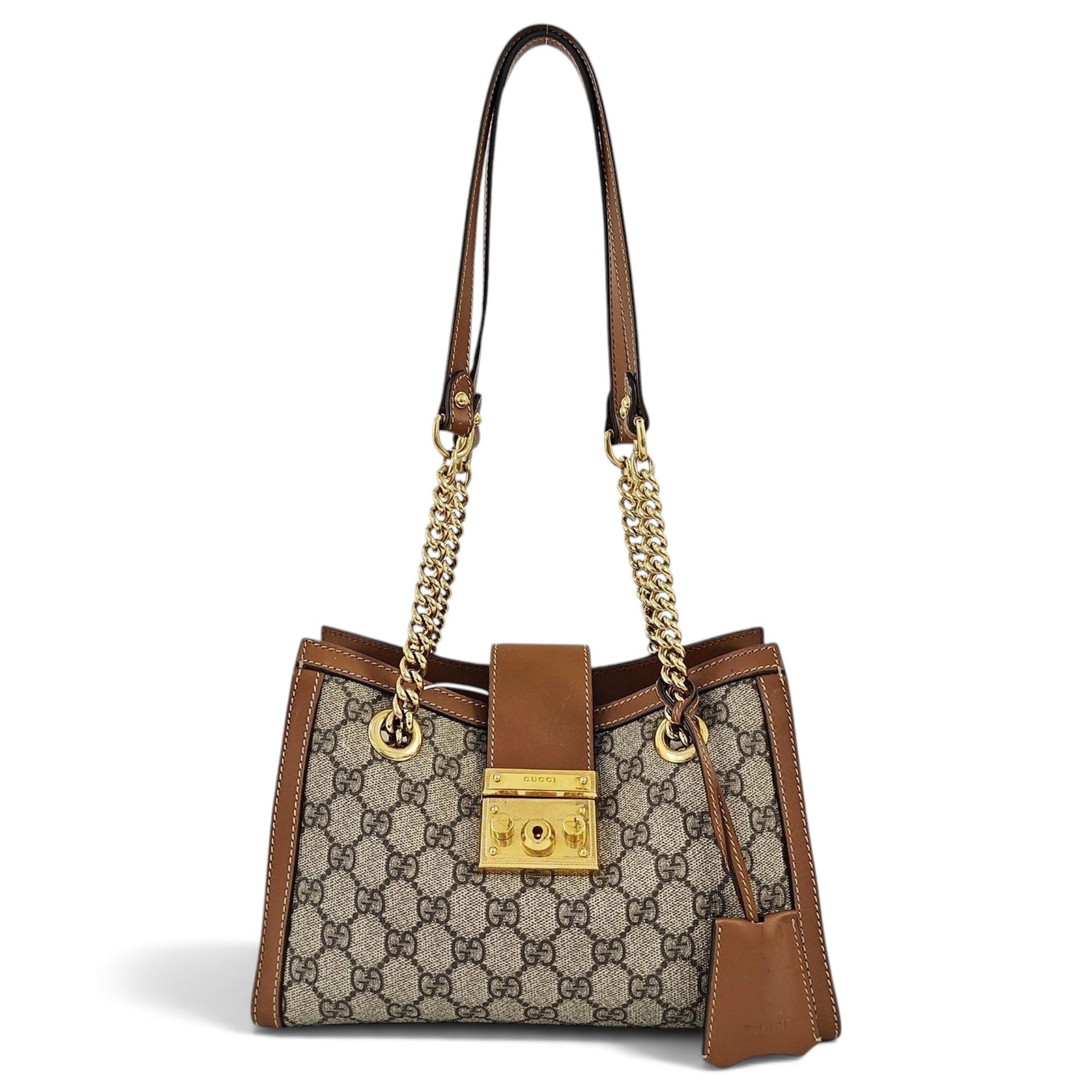 Padlock leather handbag