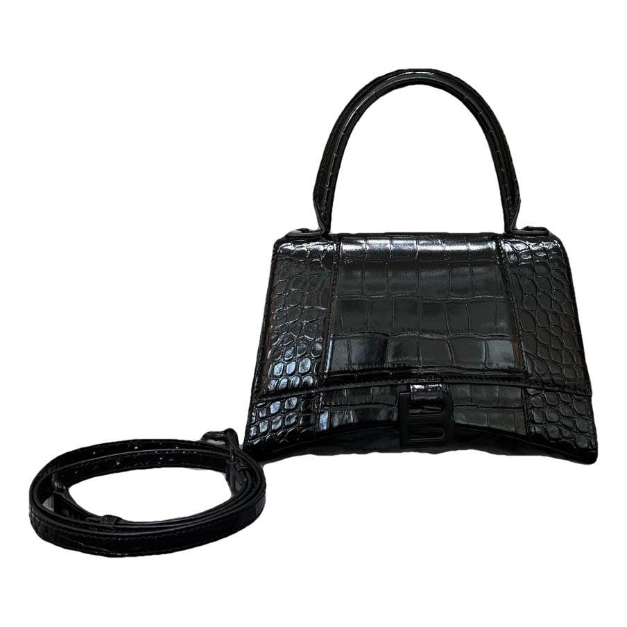 Hourglass leather handbag