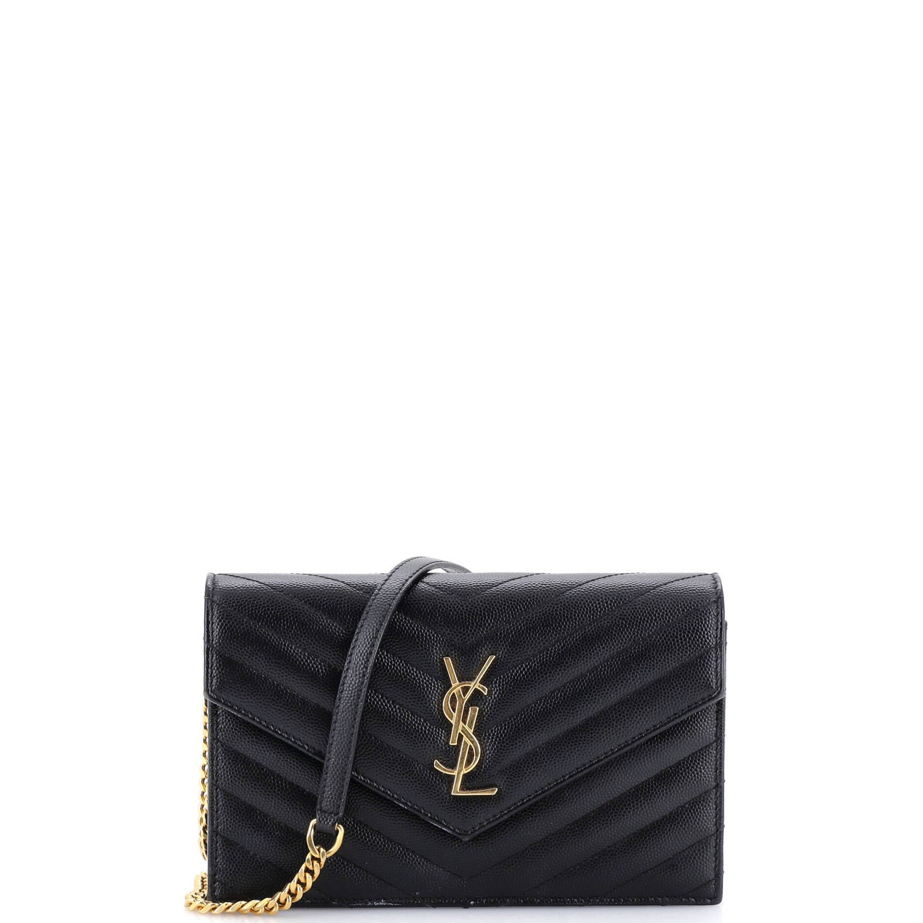 Classic Monogram Wallet on Chain Matelasse Chevron Leather Small