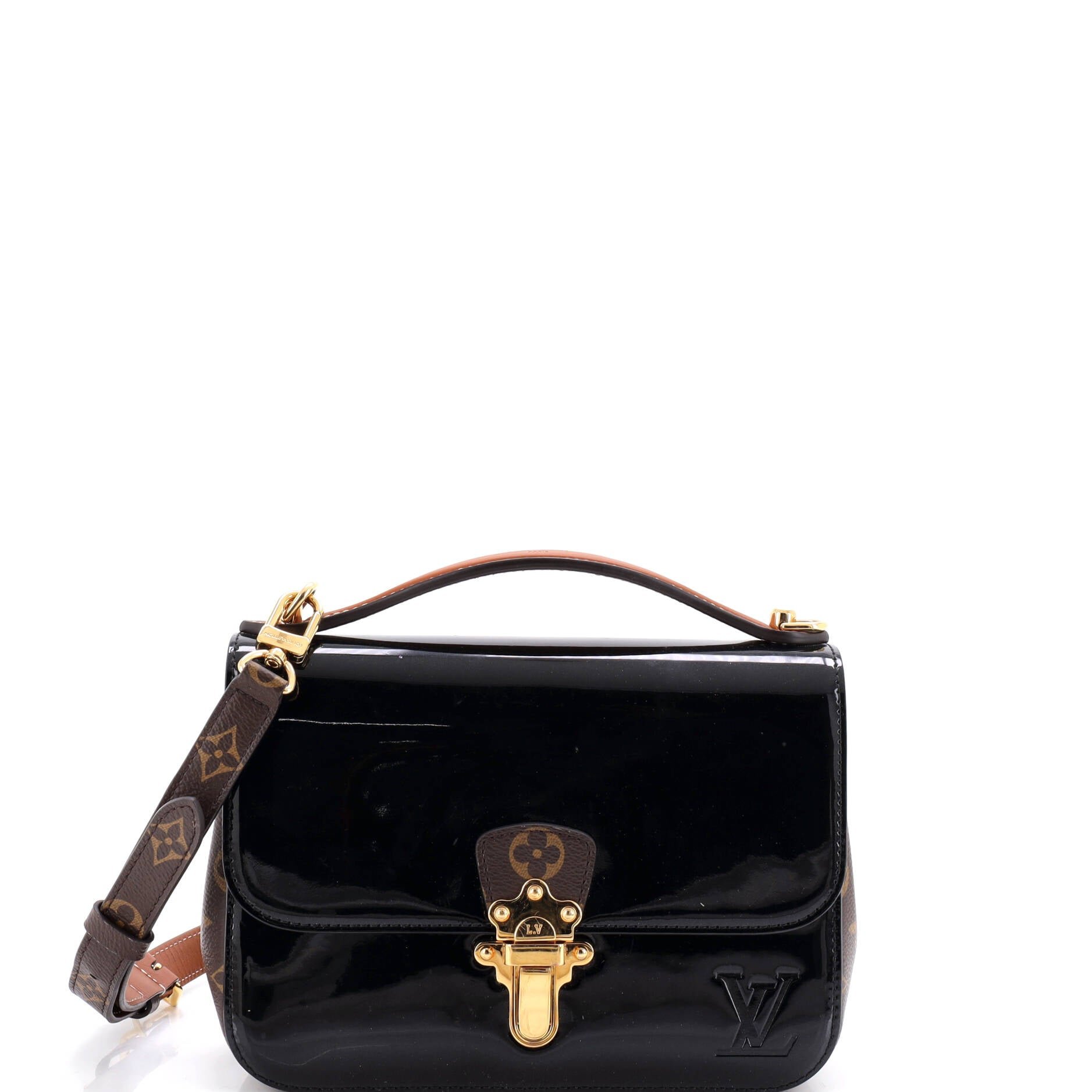 Cherrywood Handbag Vernis with Monogram Canvas BB