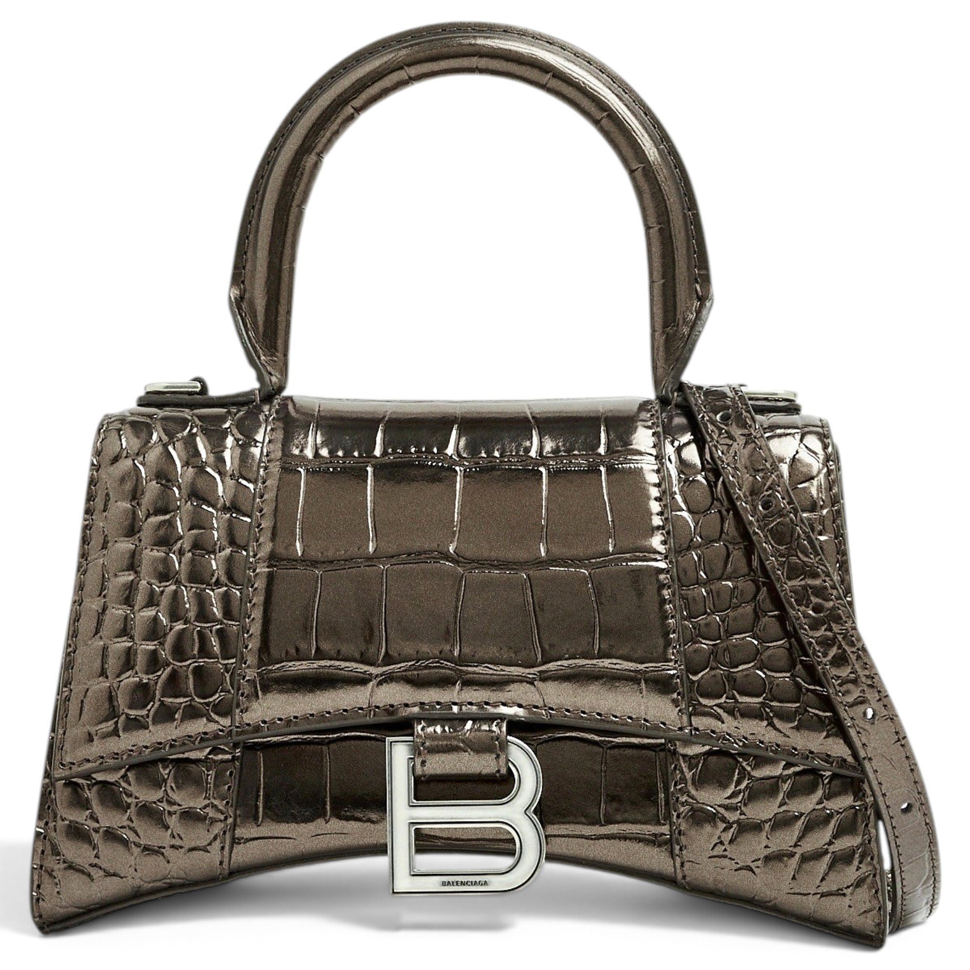 Hourglass leather handbag