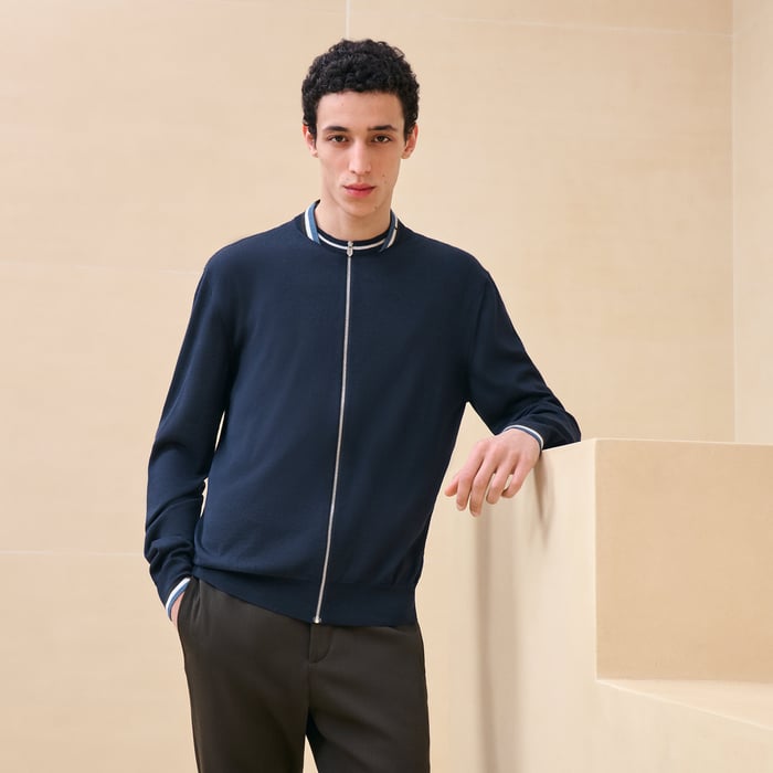 Marine "Rayures & Twist" Zipped Jacket