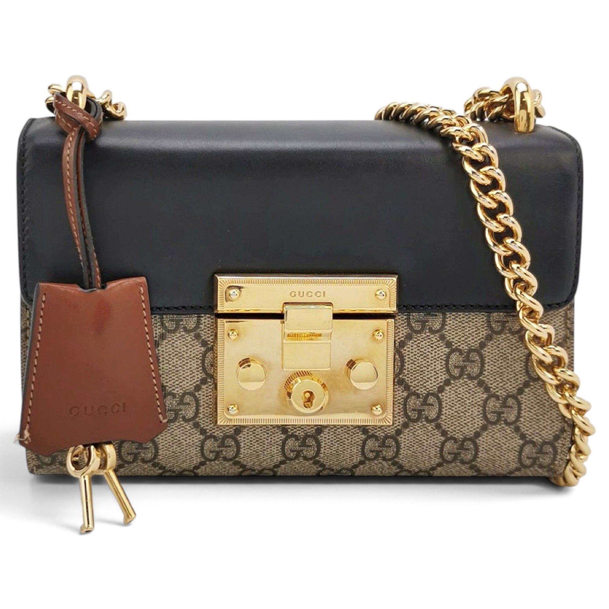 Padlock leather handbag