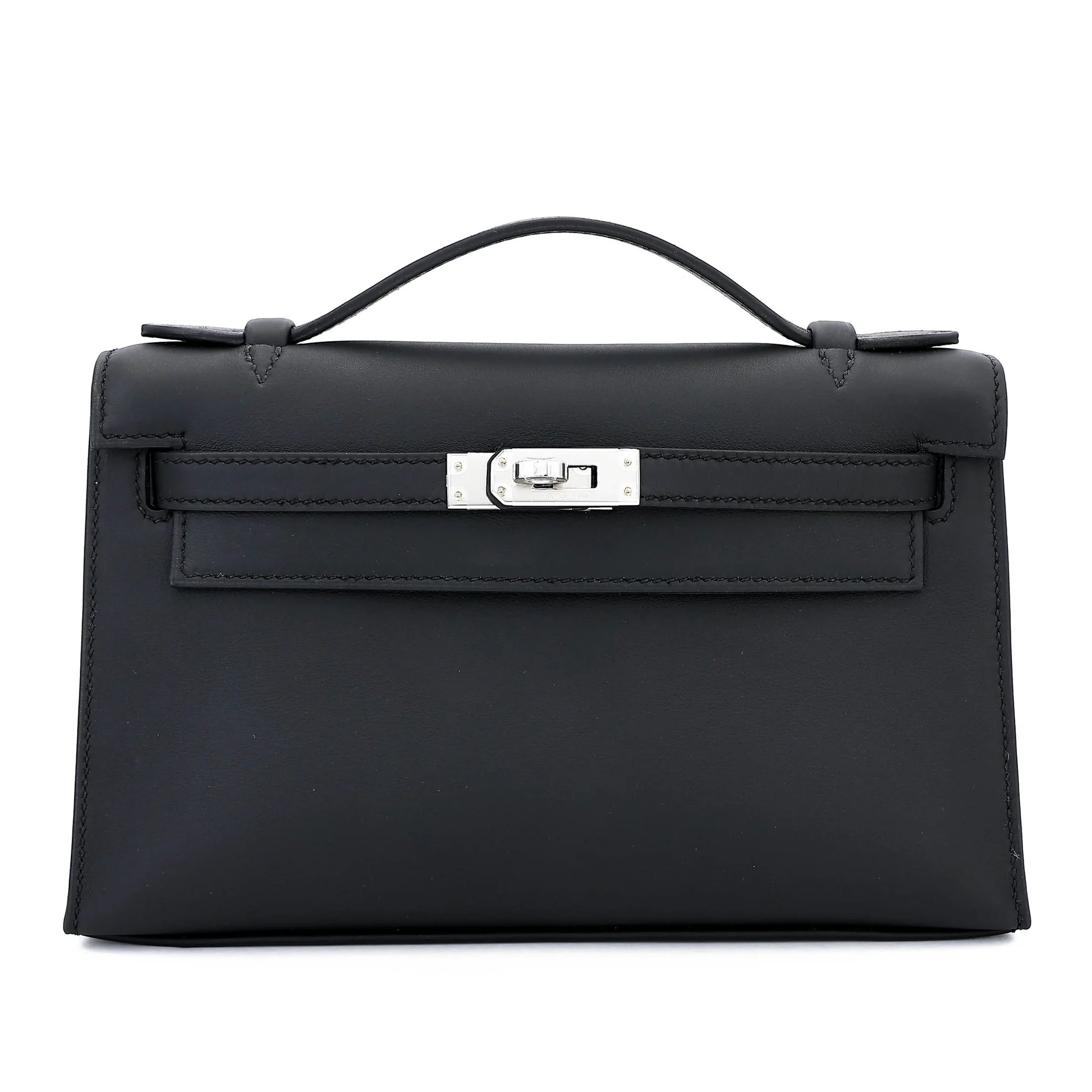 Brand New ( Rank N ) HERMÈS Kelly Pochette Noir (89) Swift Palladium hardware G (2026)
