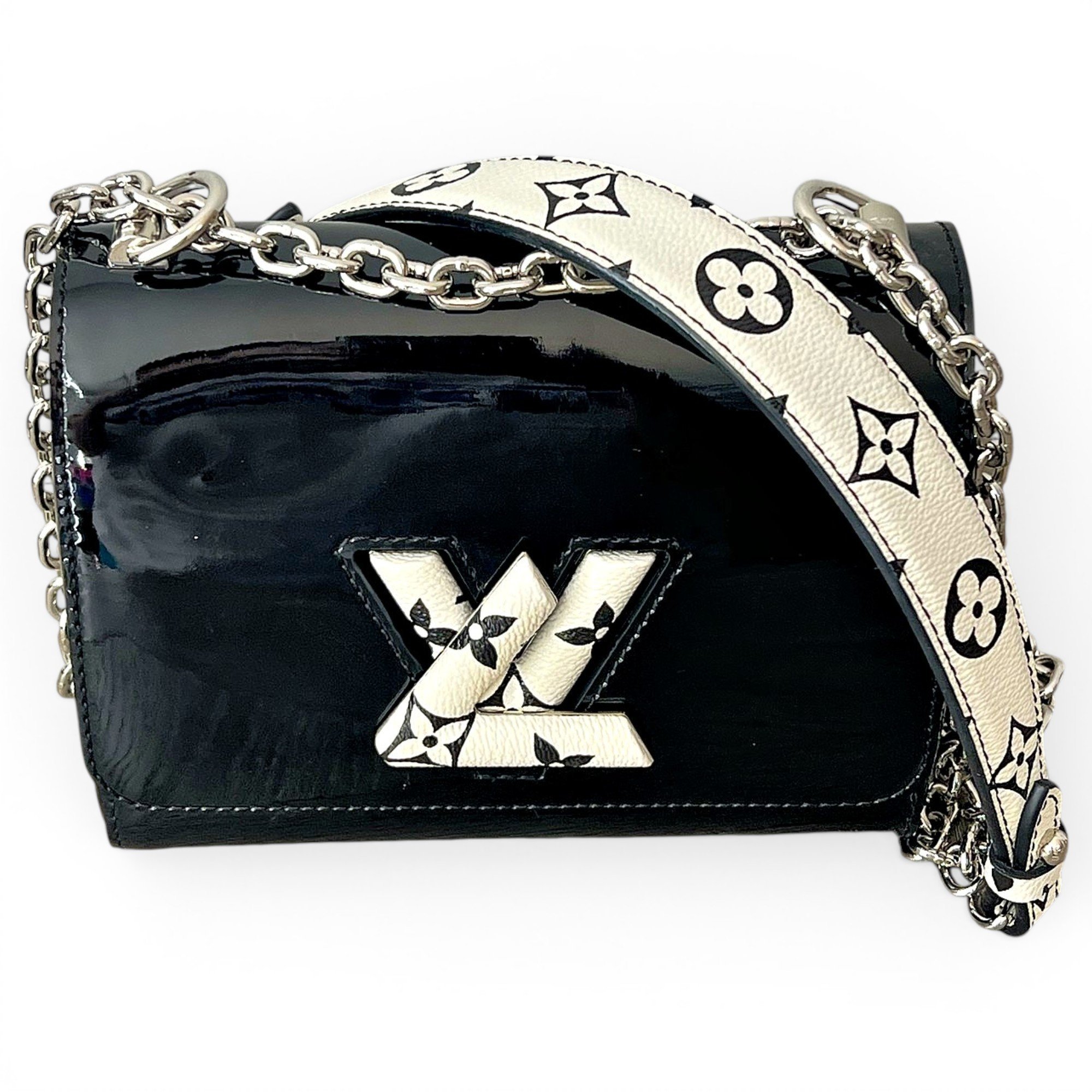 Twist patent leather handbag