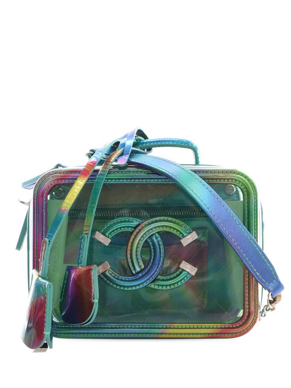 2019 Small Rainbow PVC CC Filigree Vanity Case satchel