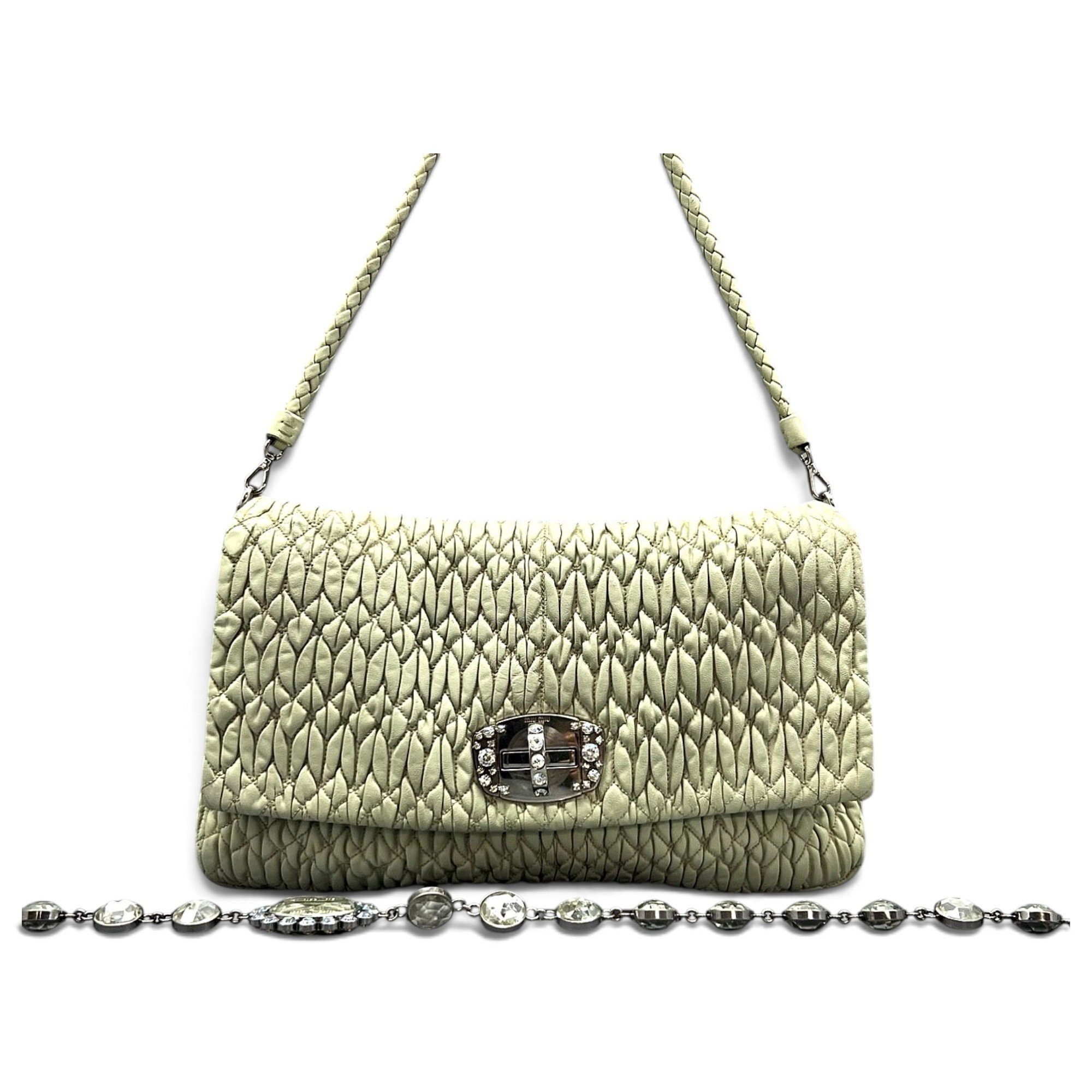 Miu Crystal leather handbag
