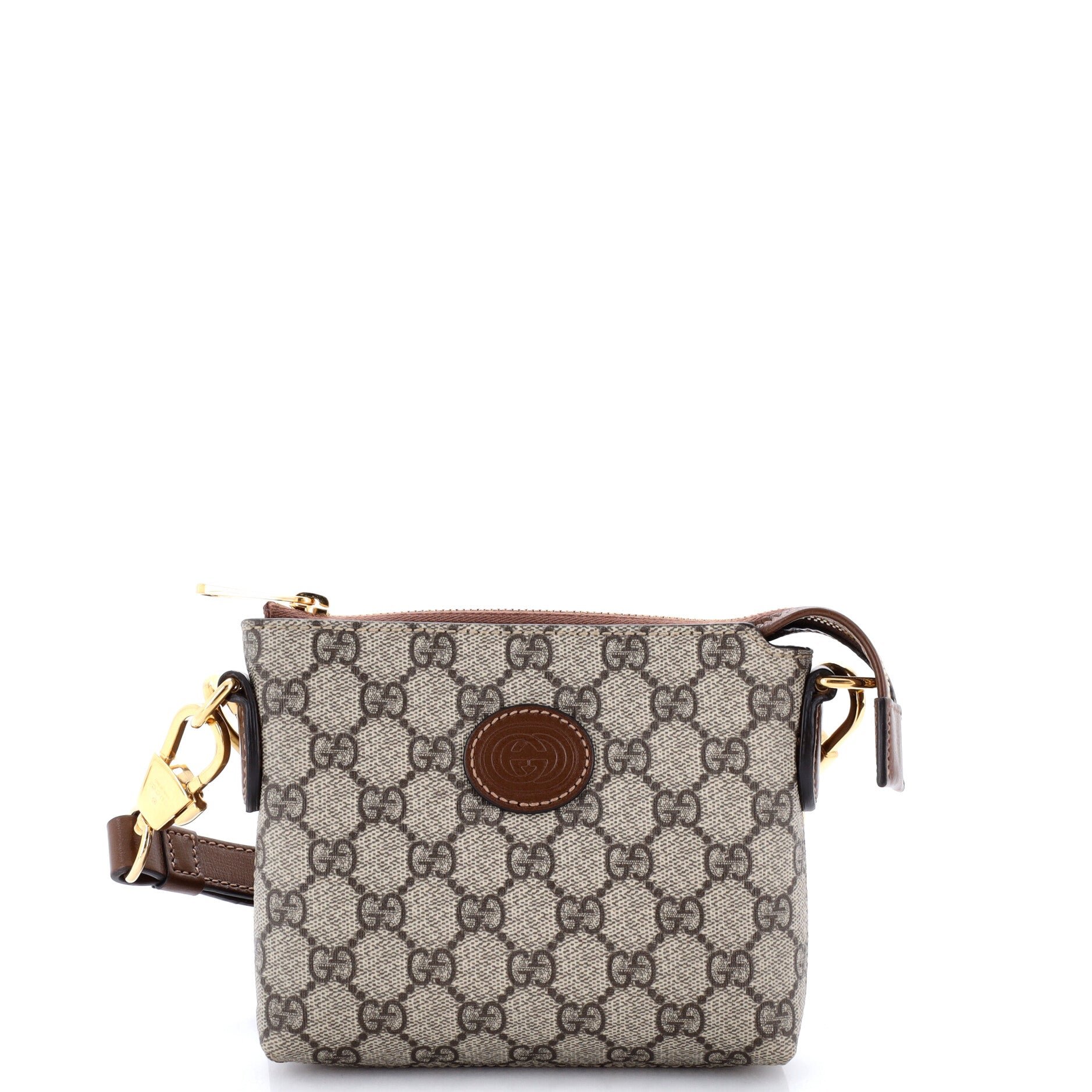 Interlocking G Patch Wristlet Messenger Bag GG Coated Canvas Mini