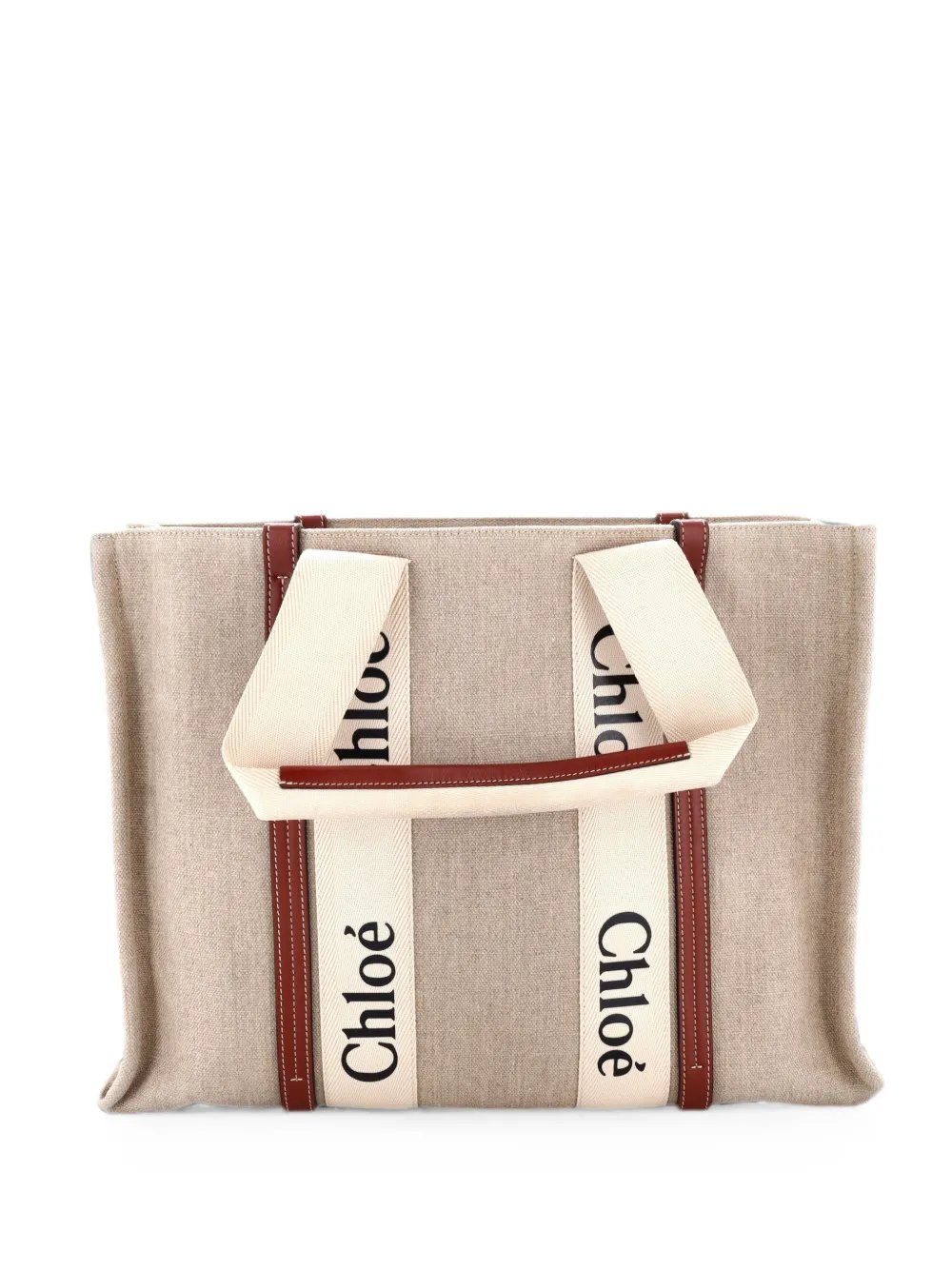 Woody Canvas with Leather Large tote bag