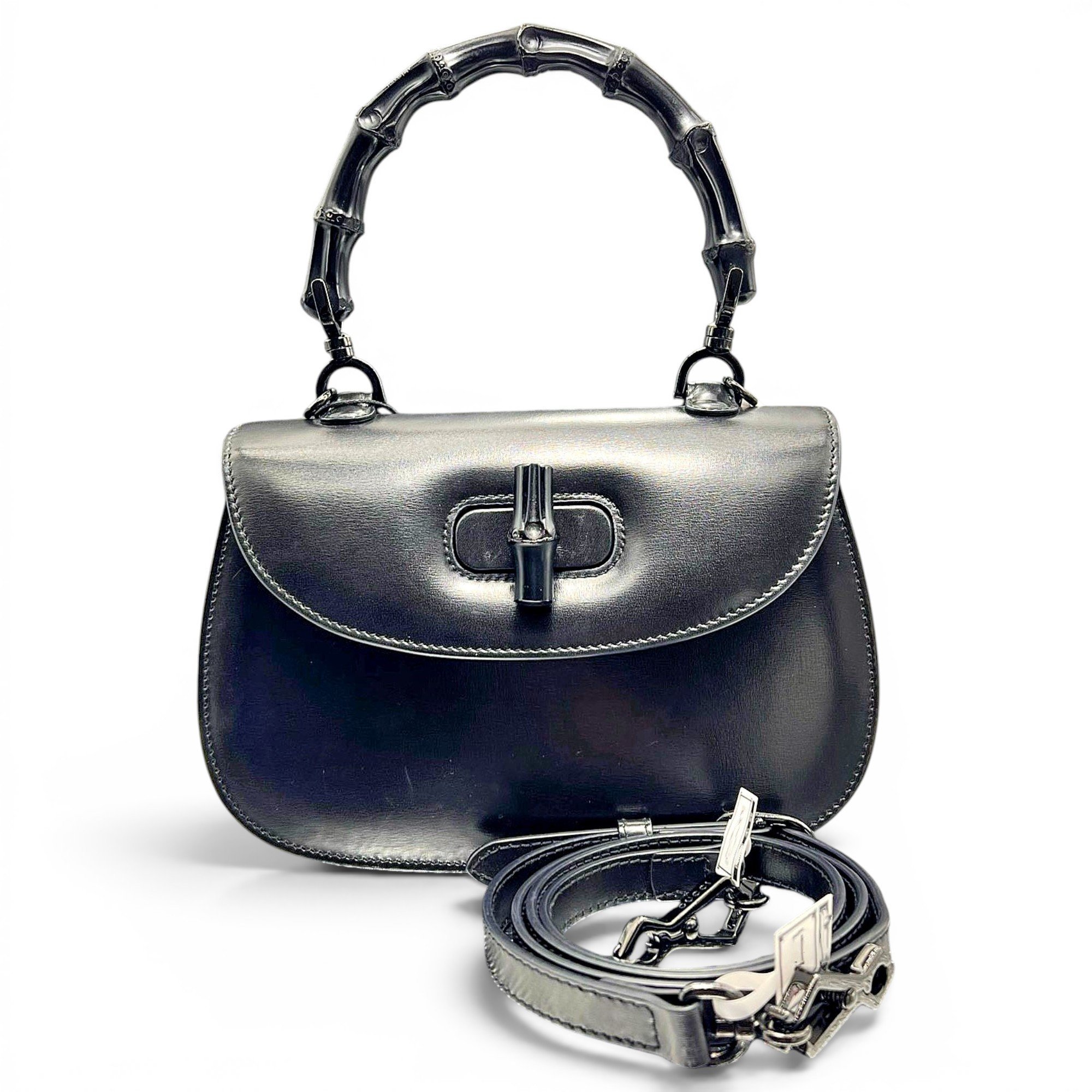 Convertible Bamboo Top Handle leather handbag