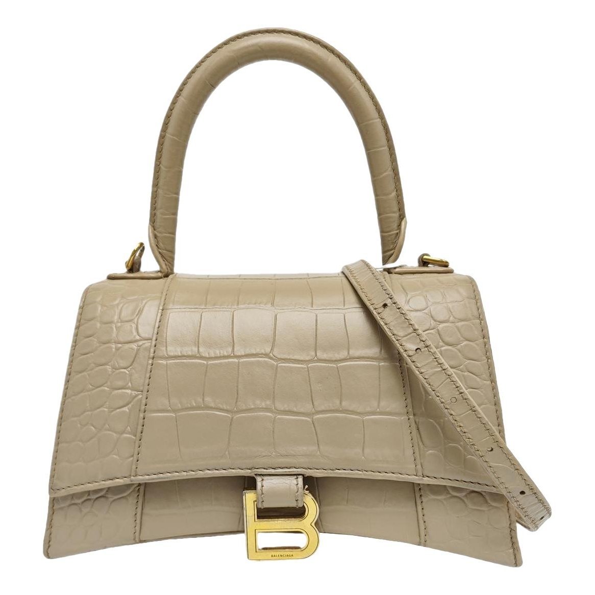Hourglass leather handbag