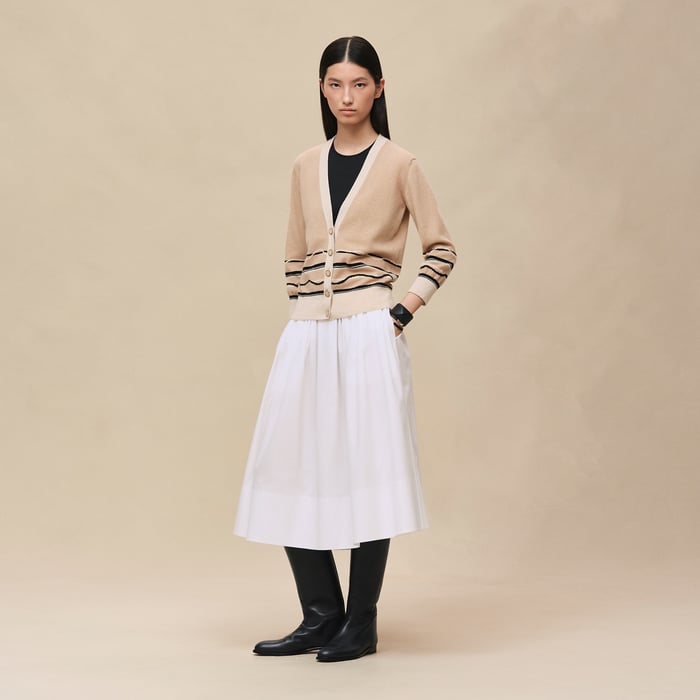 Beige Cajou Cardigan Manches Longues
