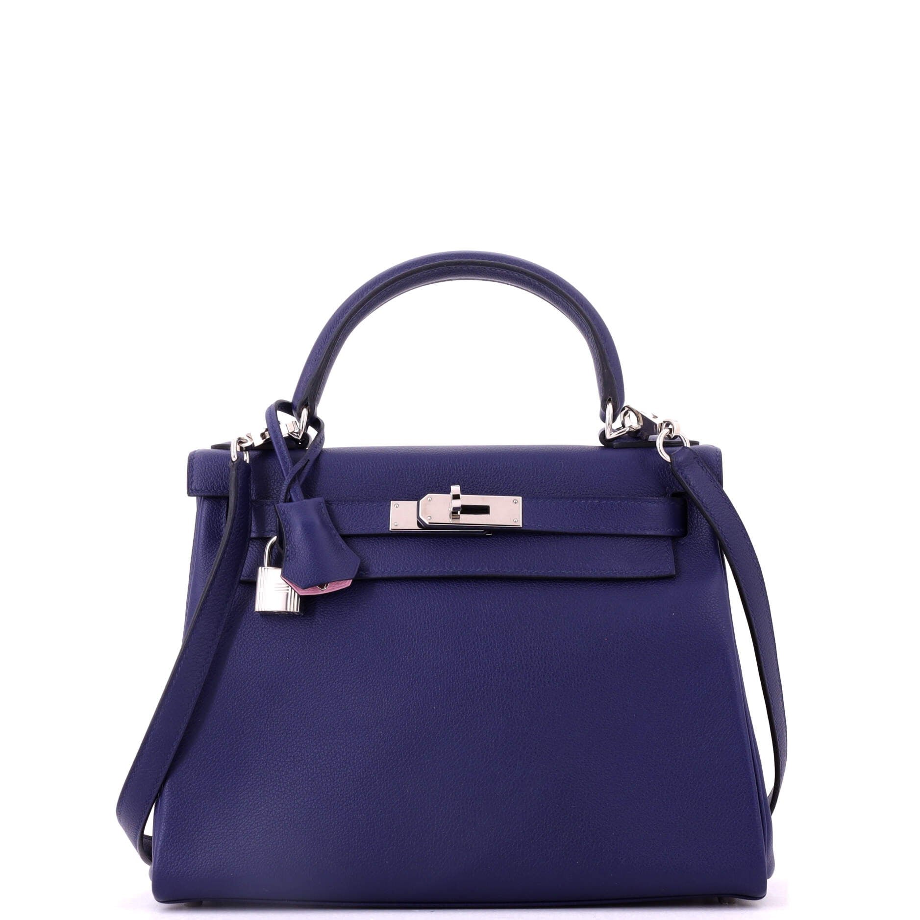 Hermes Kelly Handbag Verso Evercolor with Palladium Hardware 28