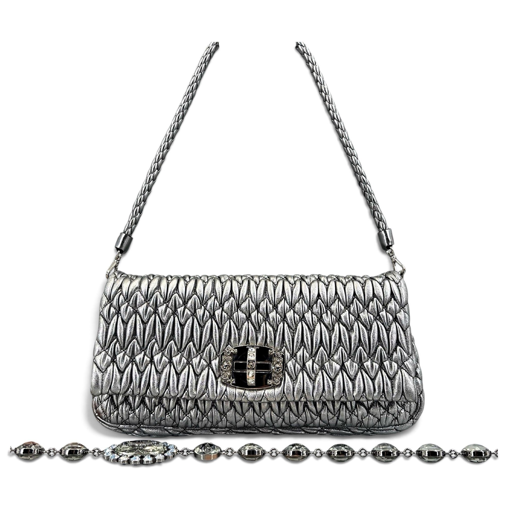 Miu Crystal leather handbag