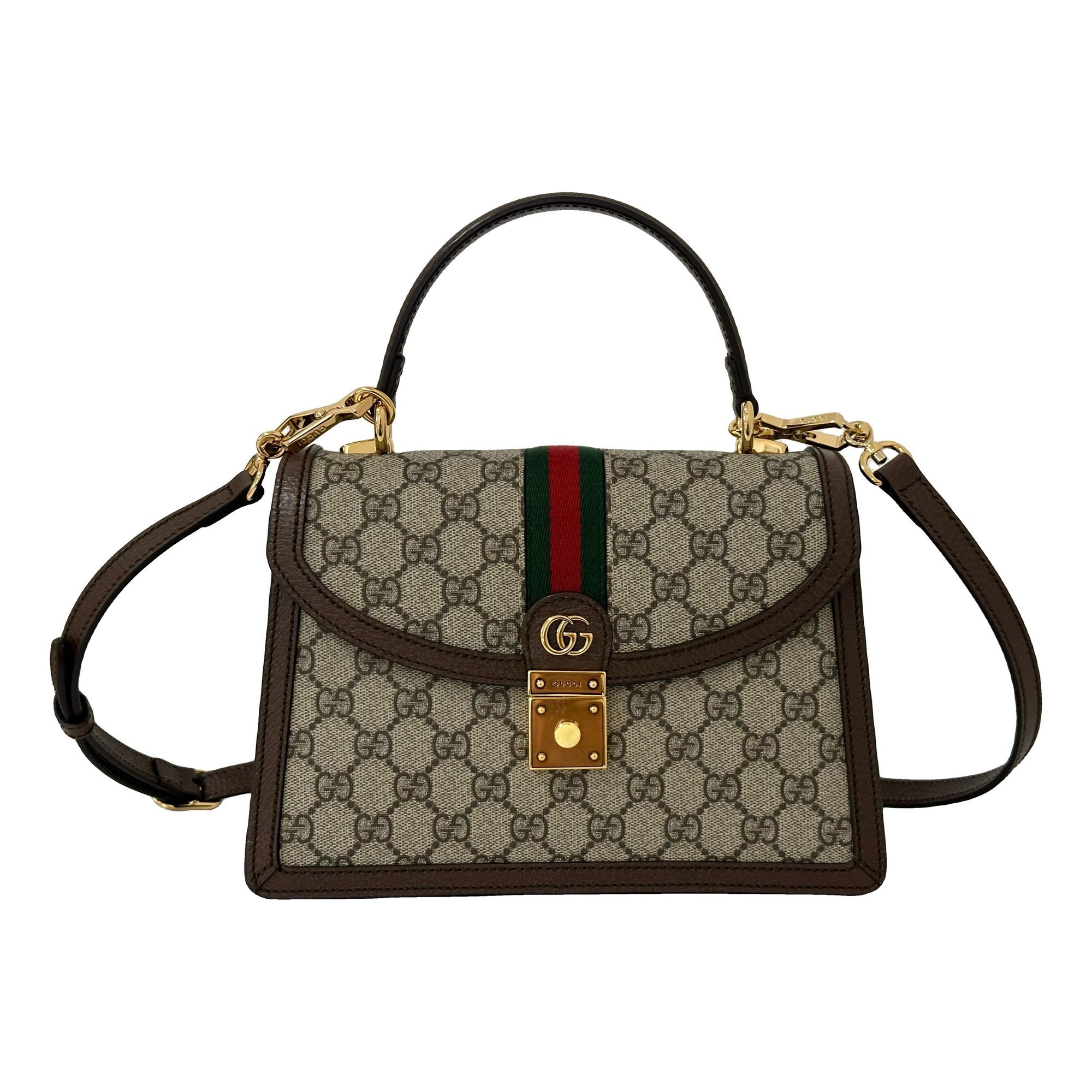 Ophidia Top Handle leather handbag