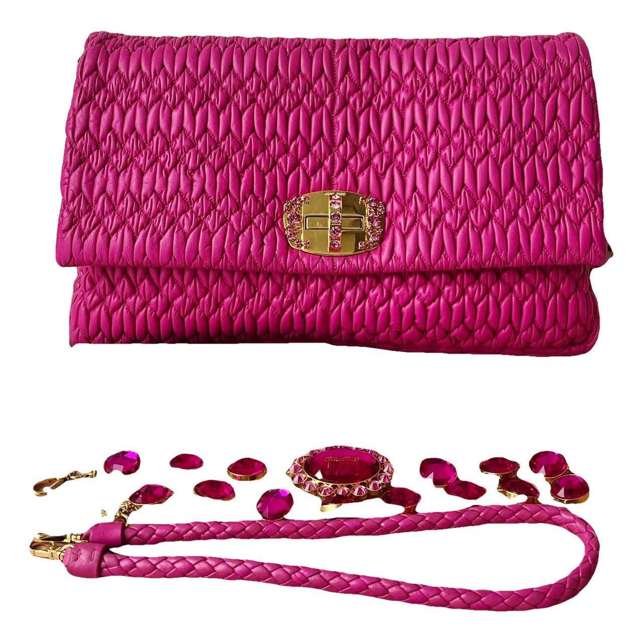 Miu Crystal leather handbag