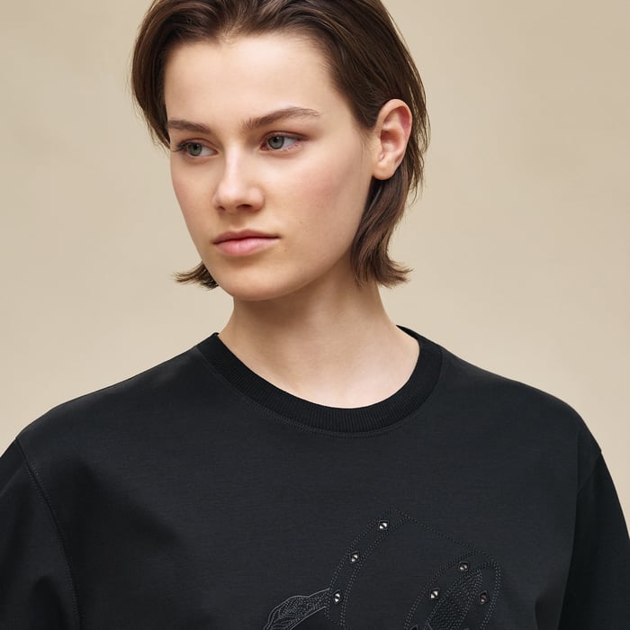 Noir Embroidered Flared T-shirt