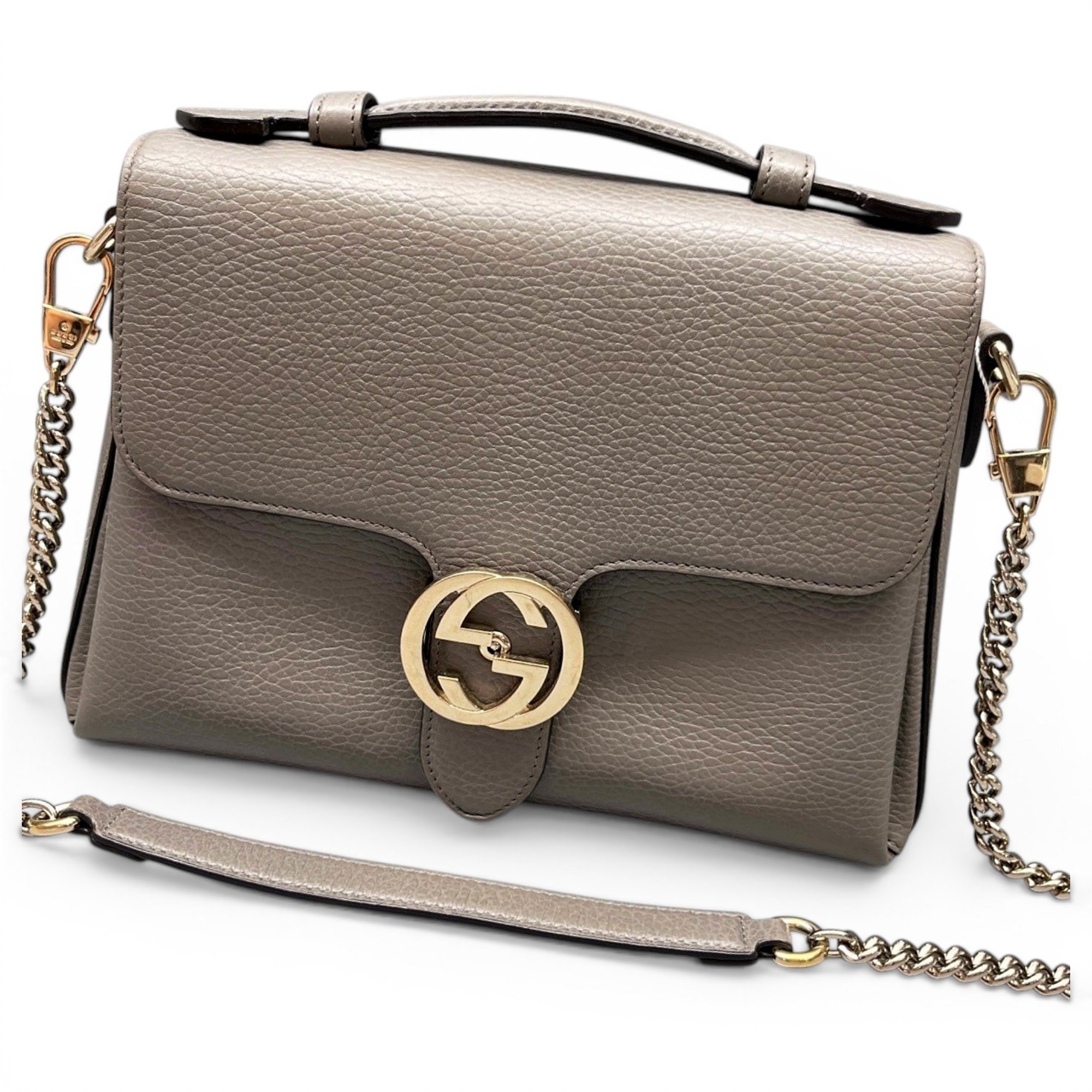Interlocking leather handbag