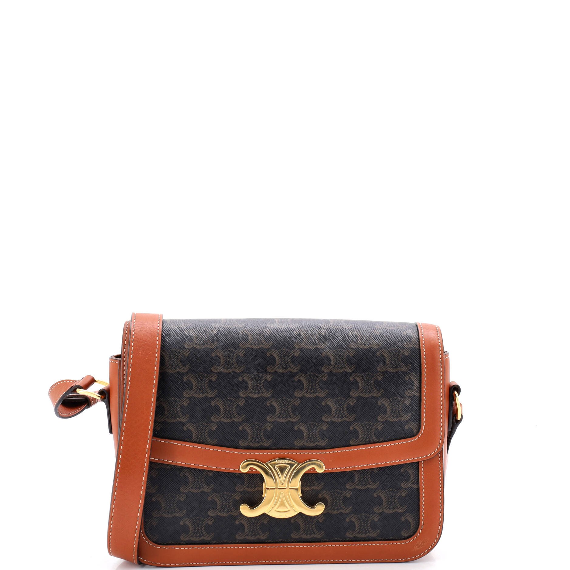 Celine Triomphe Shoulder Bag Triomphe Coated Canvas Medium