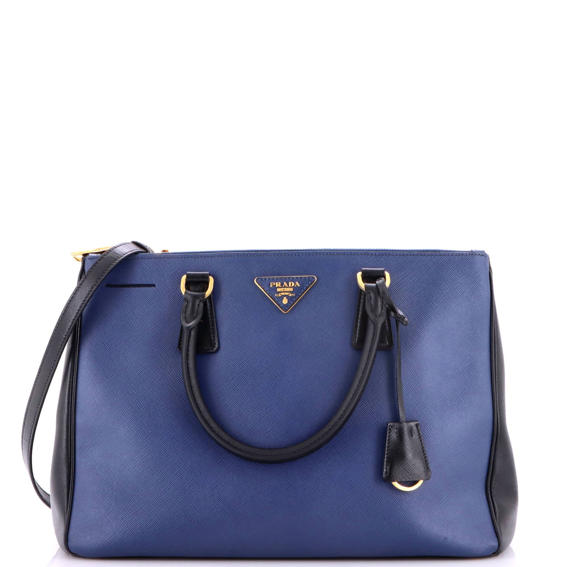 Bicolor Double Zip Lux Tote Saffiano Leather Medium