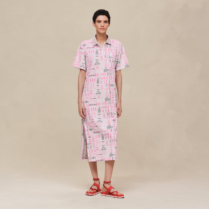 Gris Pierre De Lune "Bride a Bloc" Zipped Polo Dress