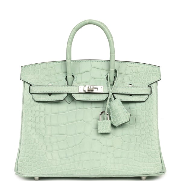 Hermes Birkin 25 Vert D'Eau Matte Alligator Palladium Hardware