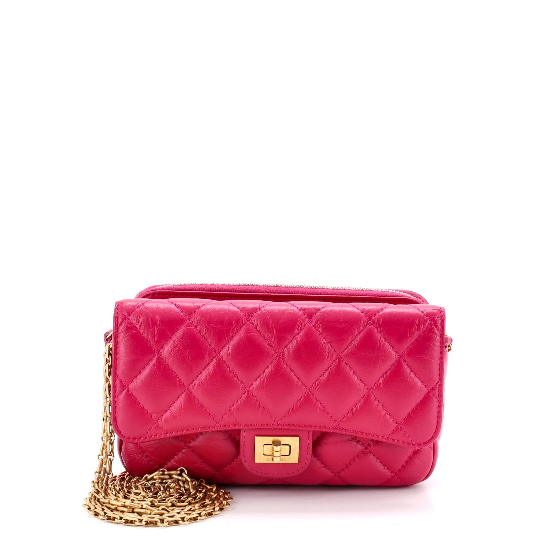 Reissue 2.55 Flap Phone Holder with Chain Quilted Aged Calfskin