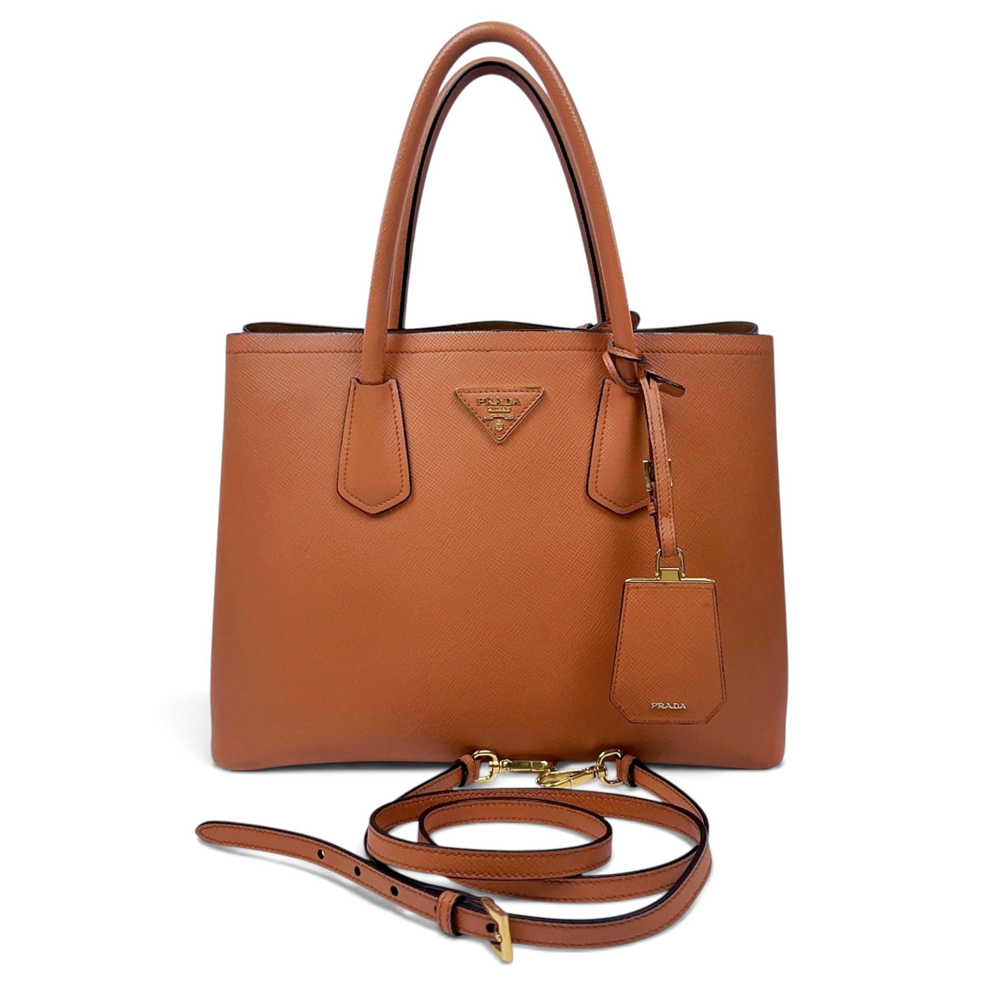 Double leather crossbody bag
