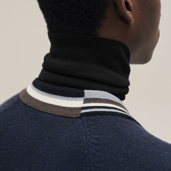 Marine Cashmere "Rayures Asymetriques" Buttoned Cardigan