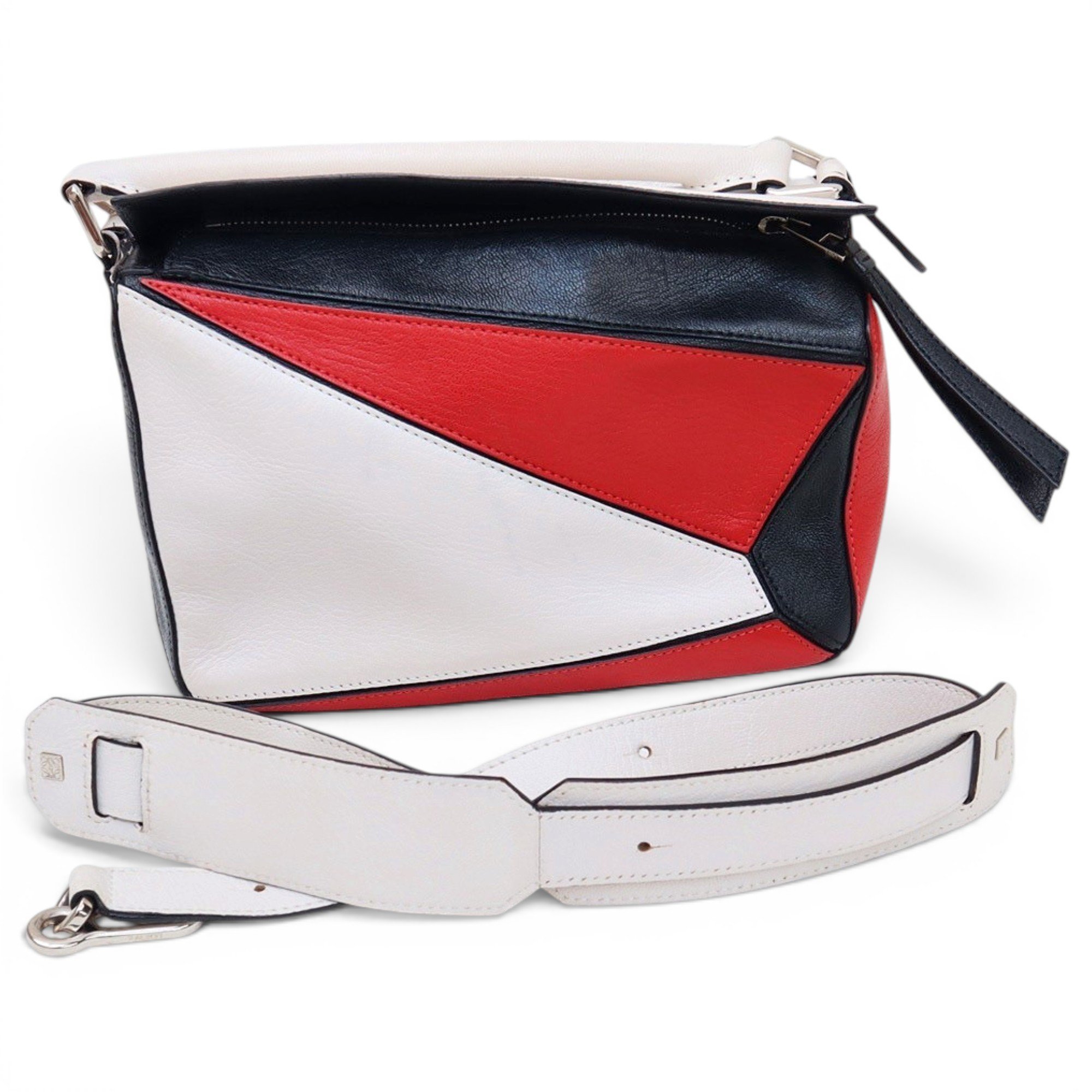 Puzzle leather handbag