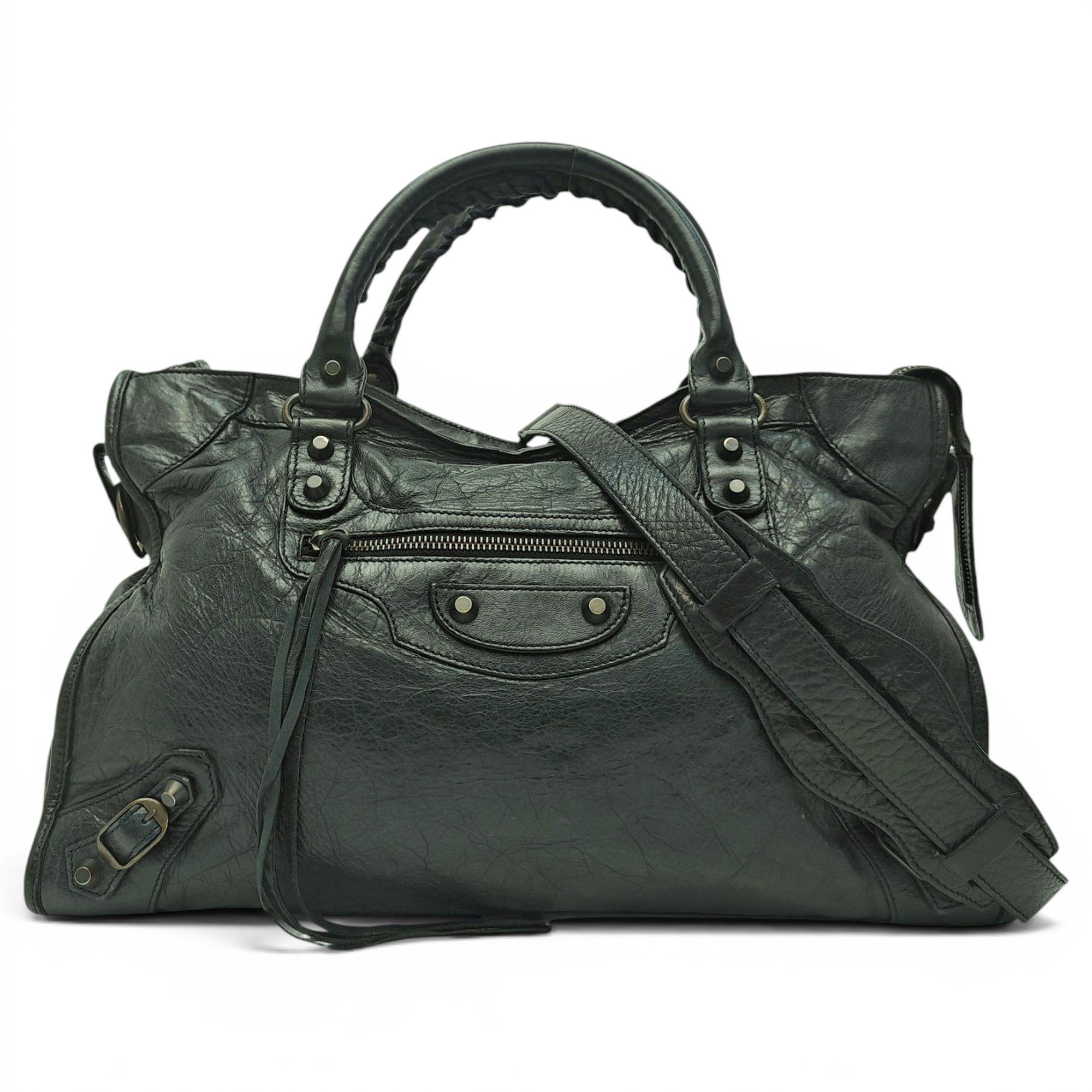 City leather handbag