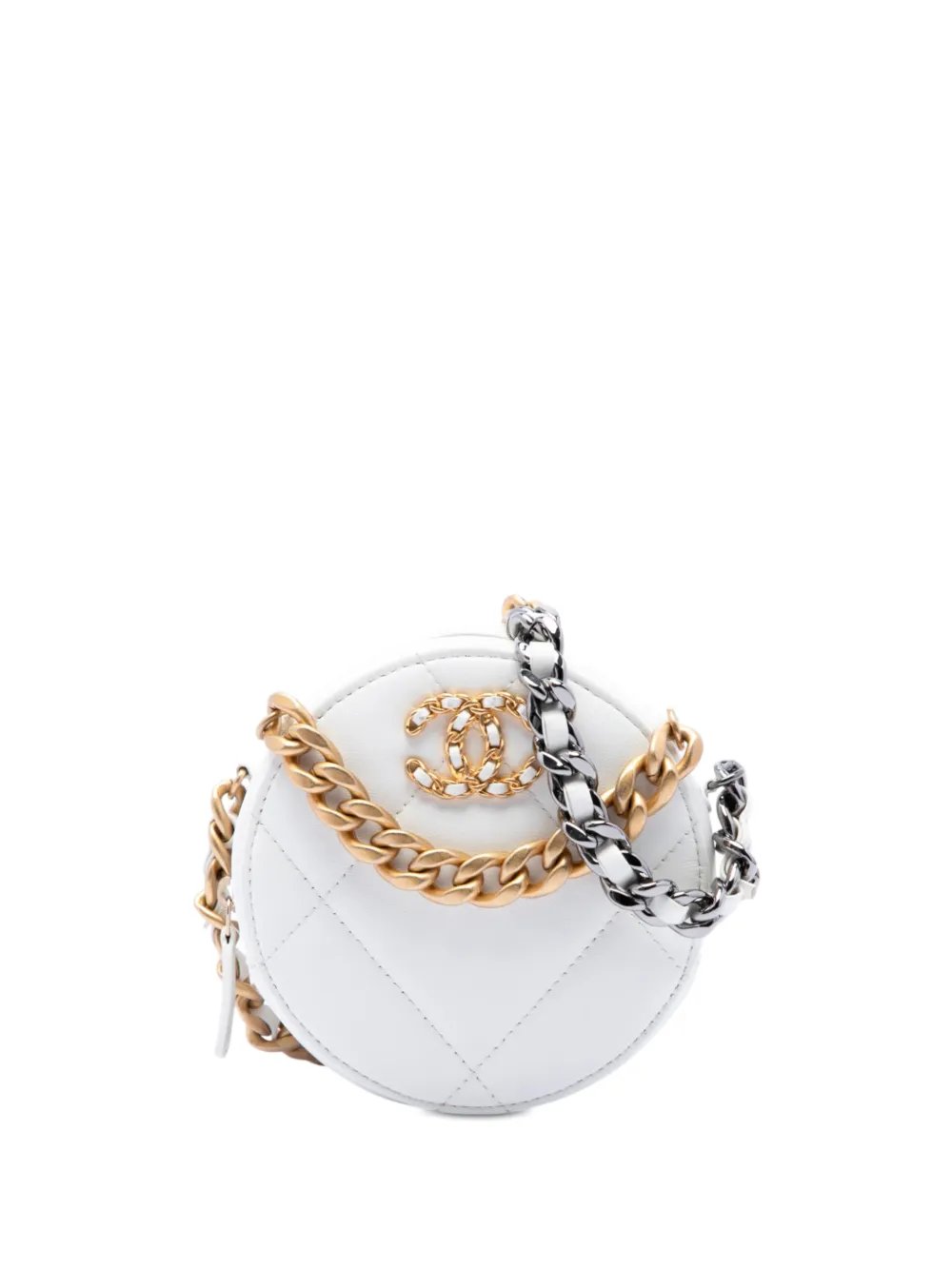 2020 Quilted Goatskin 19 Round Clutch With Chain satchel