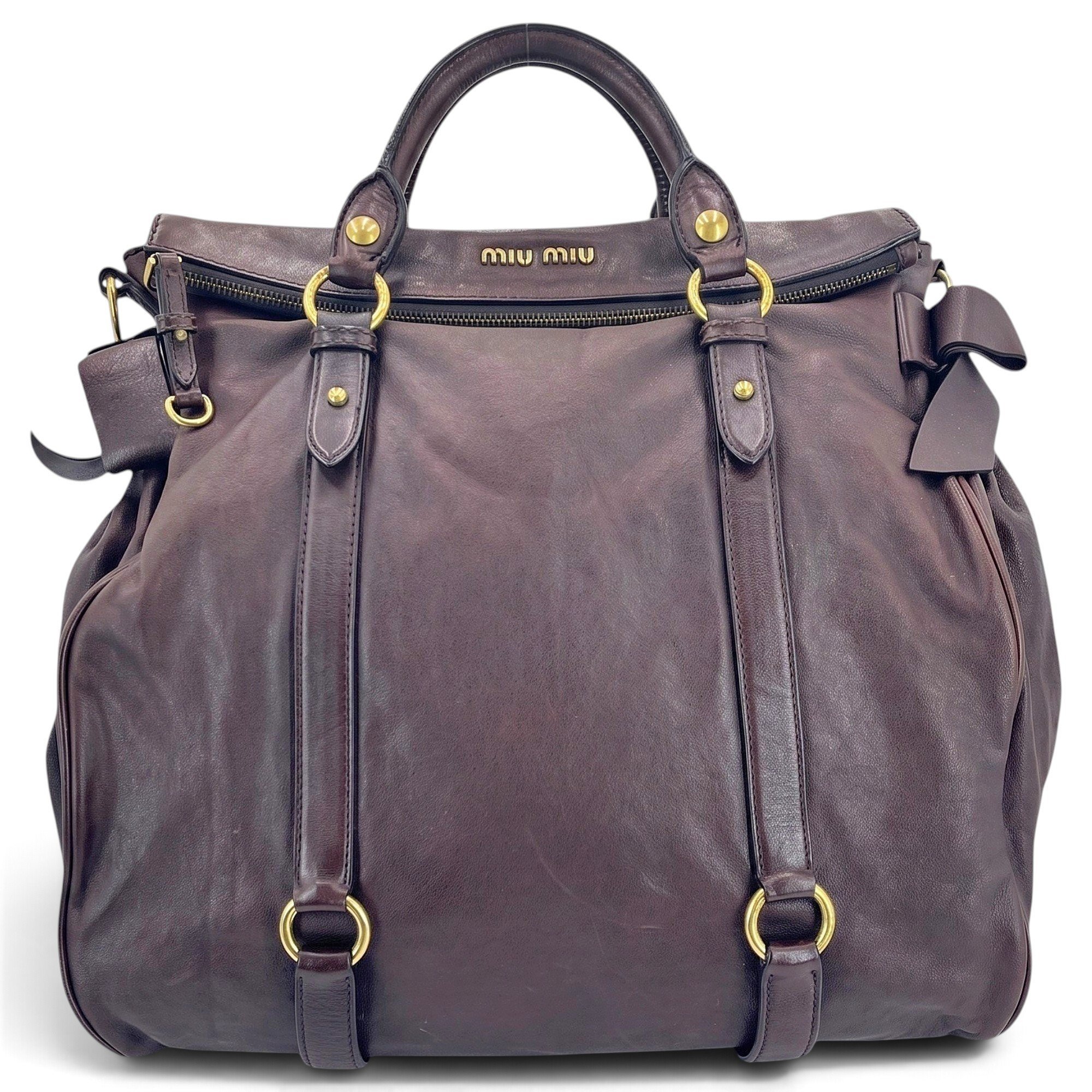 Bow bag leather handbag