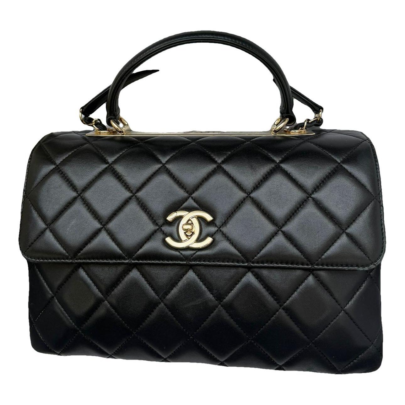 Trendy CC Top Handle leather handbag