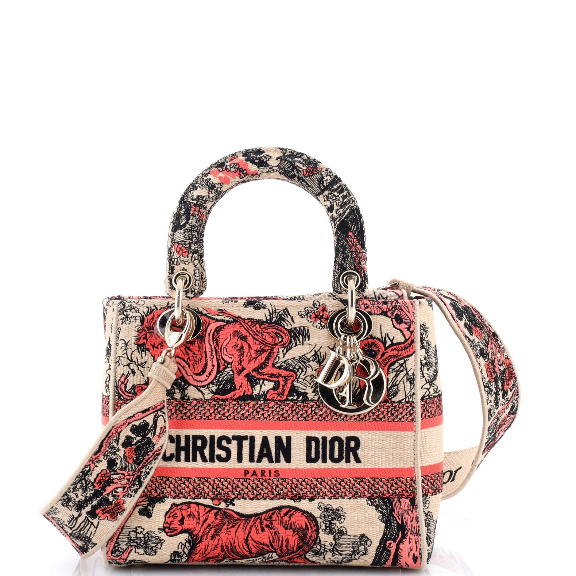 Dior Lady D-Lite Bag Embroidered Raffia Medium