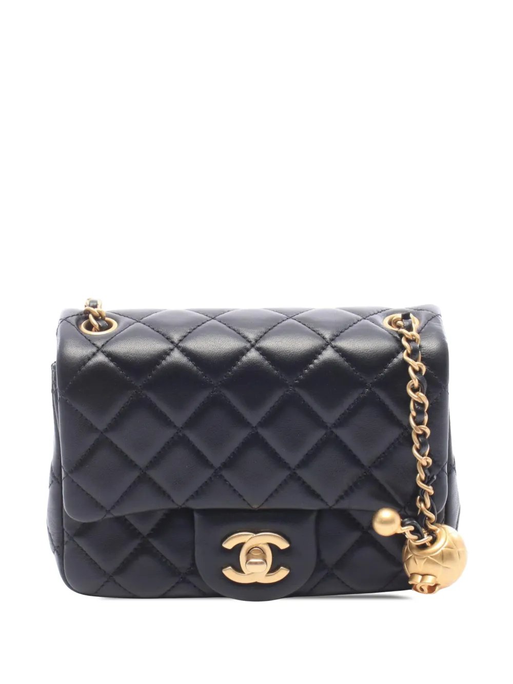 2020 Mini Square Classic Lambskin Pearl Crush Single Flap crossbody bag
