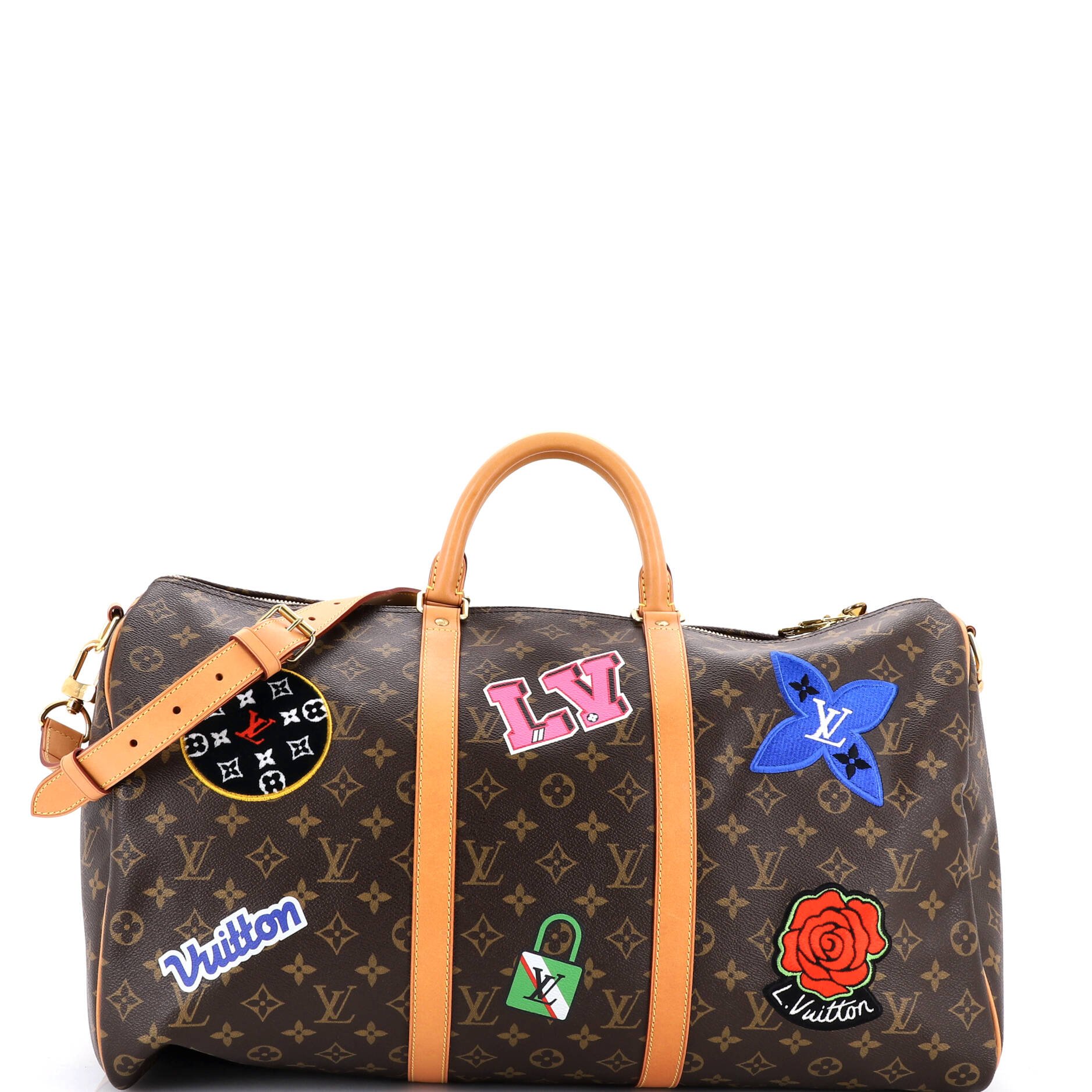 Louis Vuitton Keepall Bandouliere Bag Limited Edition World Tour Monogram Canvas 50