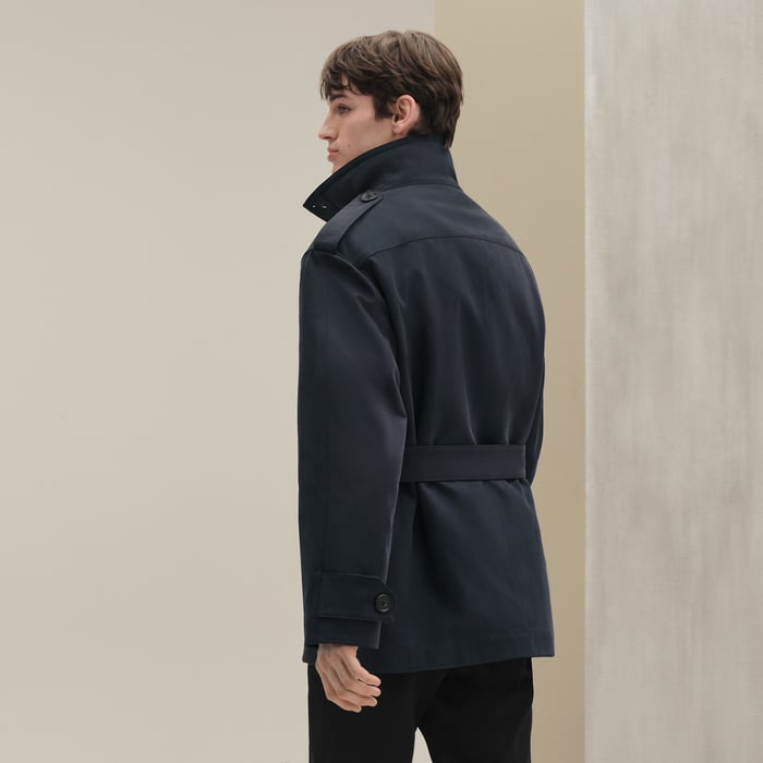 Marine Buttoned Short Parka
