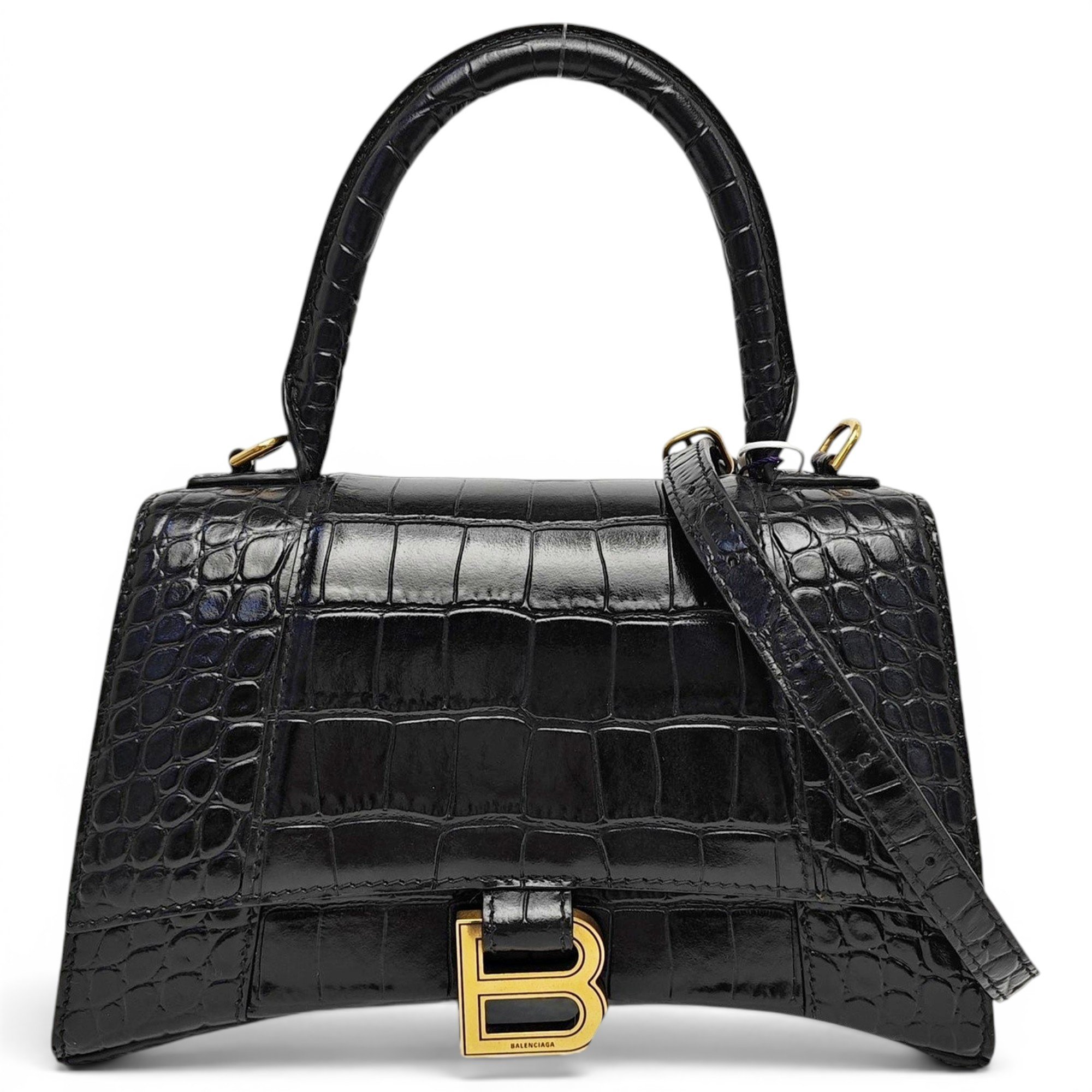Hourglass leather handbag