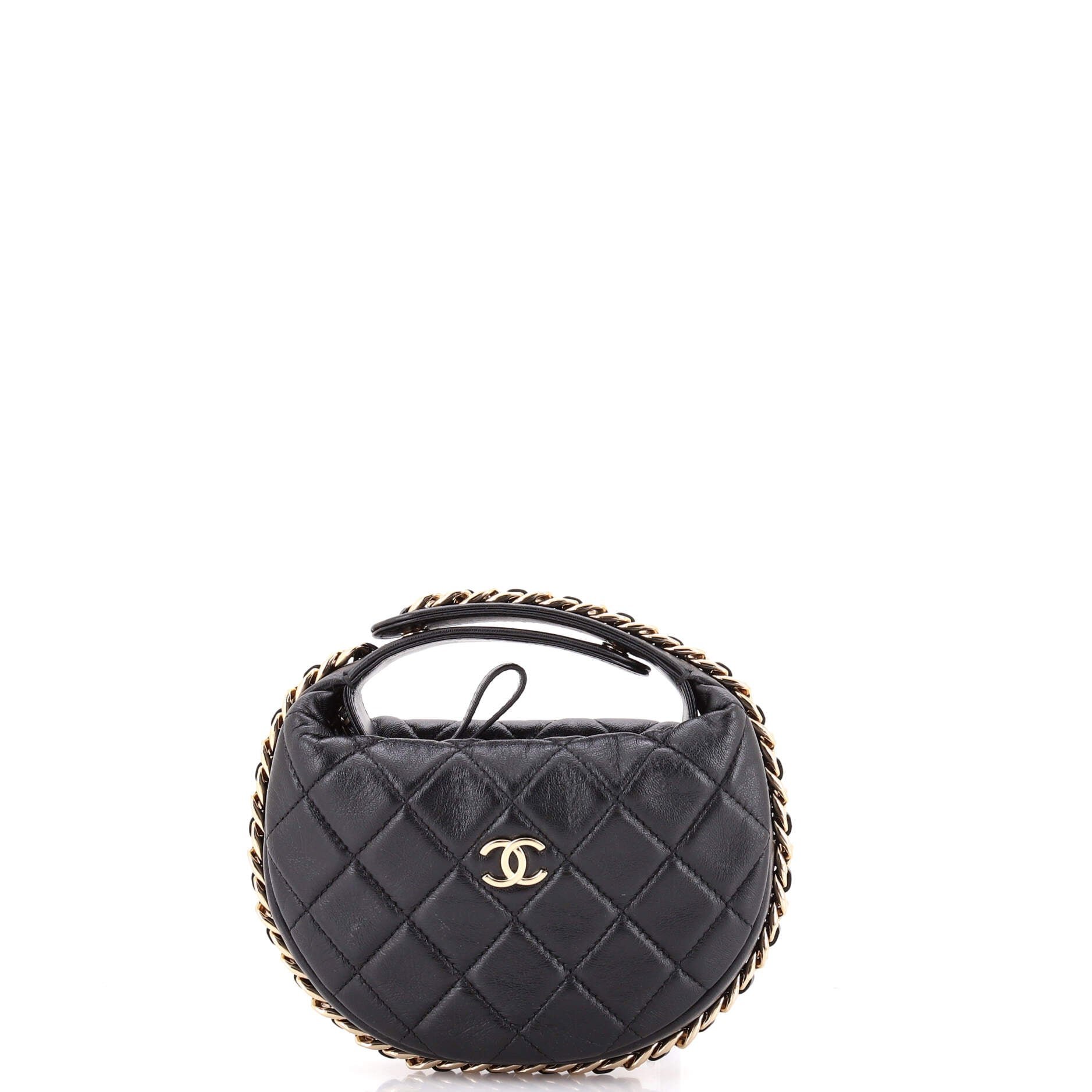 Chain Around Hobo Pouch Quilted Lambskin Mini