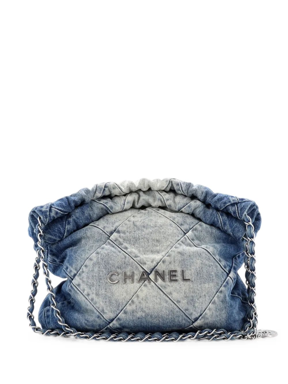 22 Chain Quilted Denim Small hobo bag