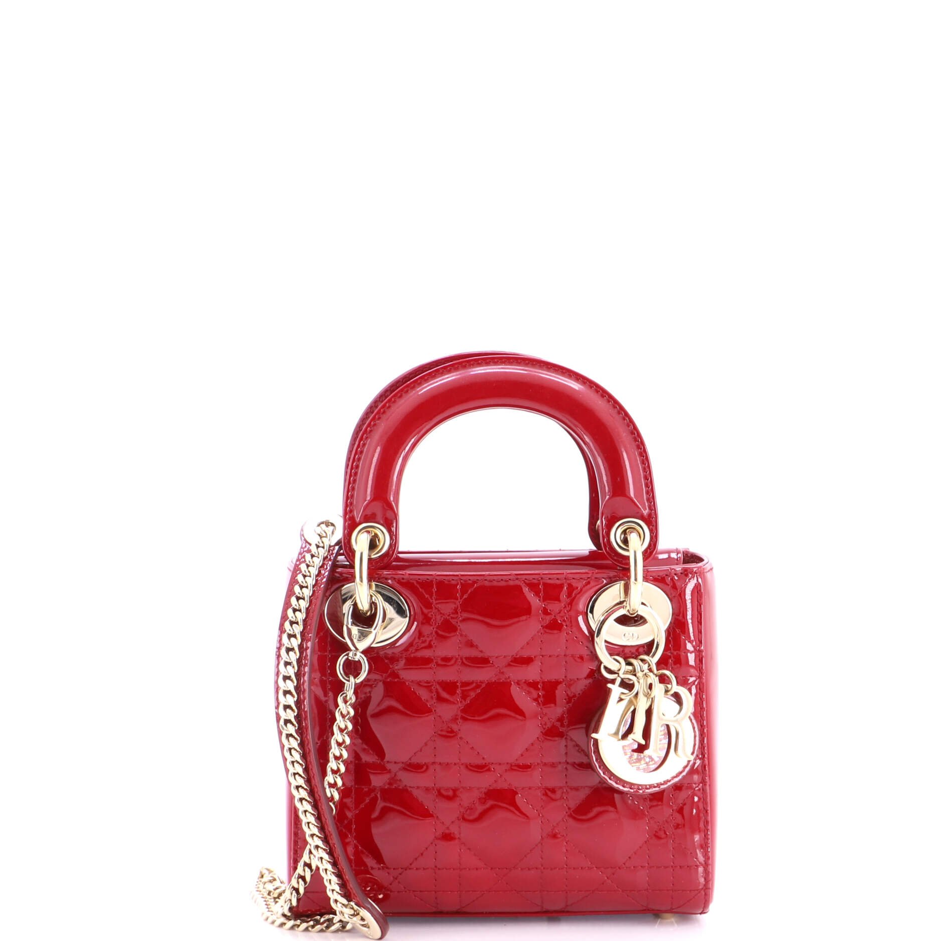 Lady Dior Chain Bag Cannage Quilt Patent Mini