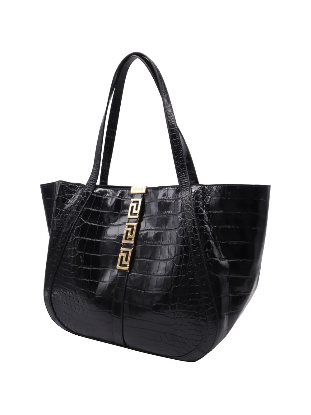 large Greca Goddess crocodile-embossed tote bag