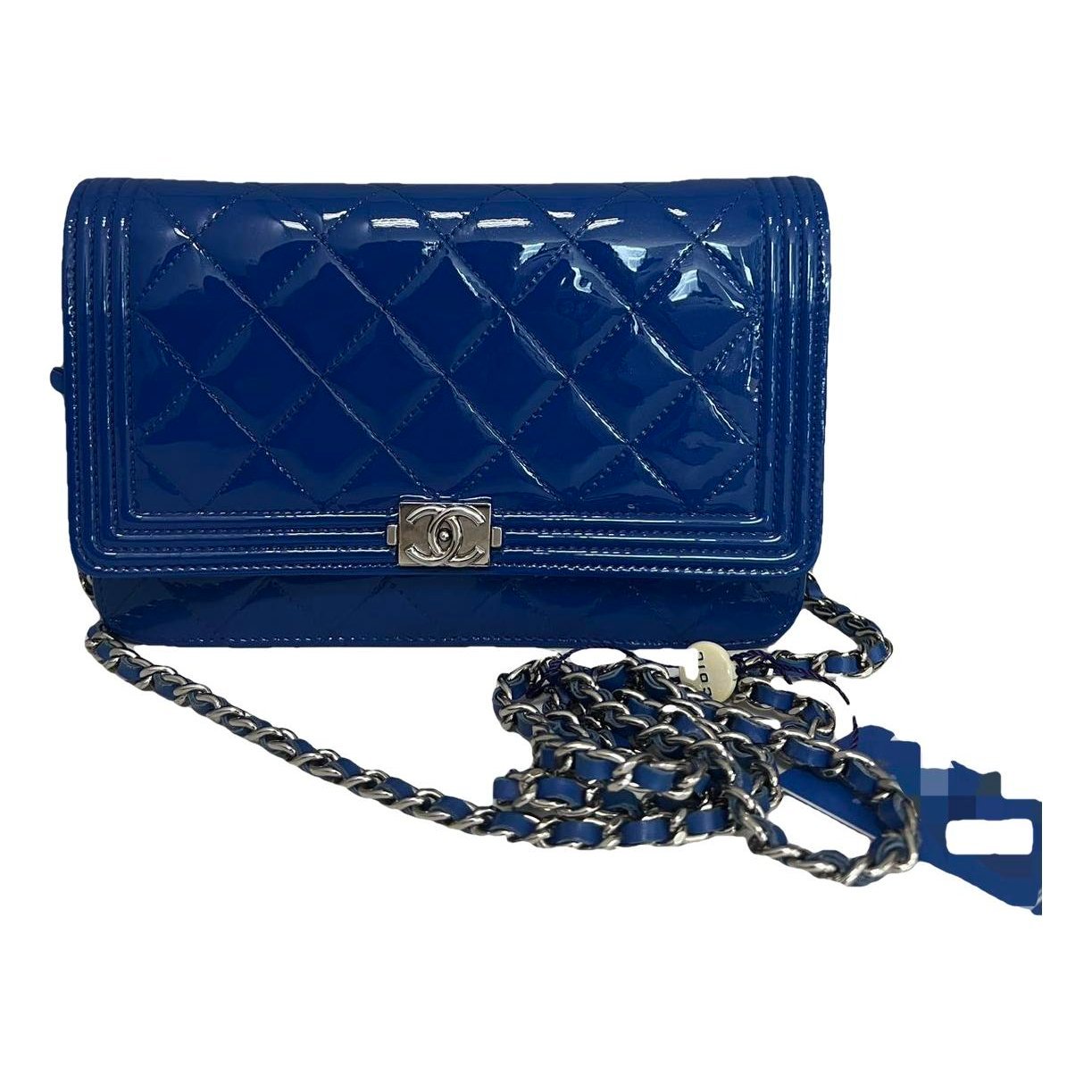 Wallet On Chain Boy Half Flap patent leather crossbody bag