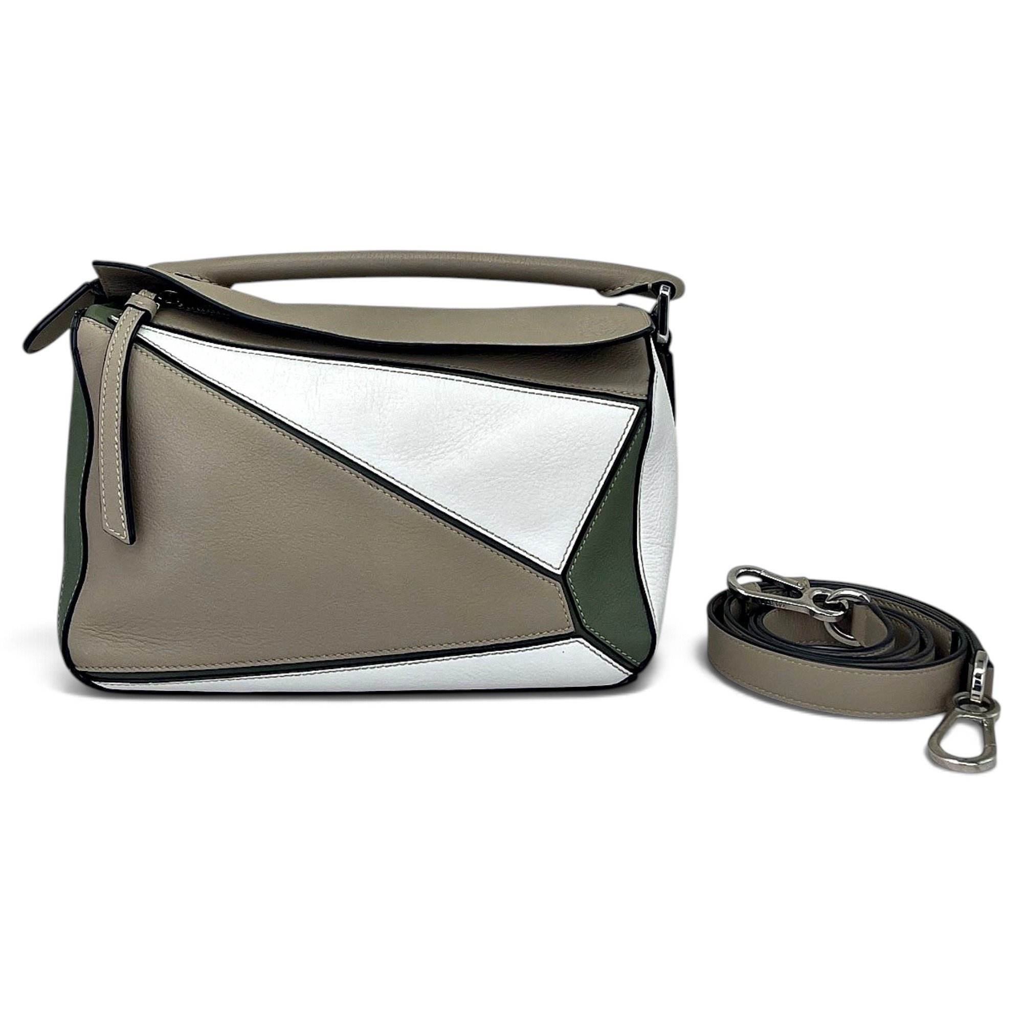 Puzzle leather handbag