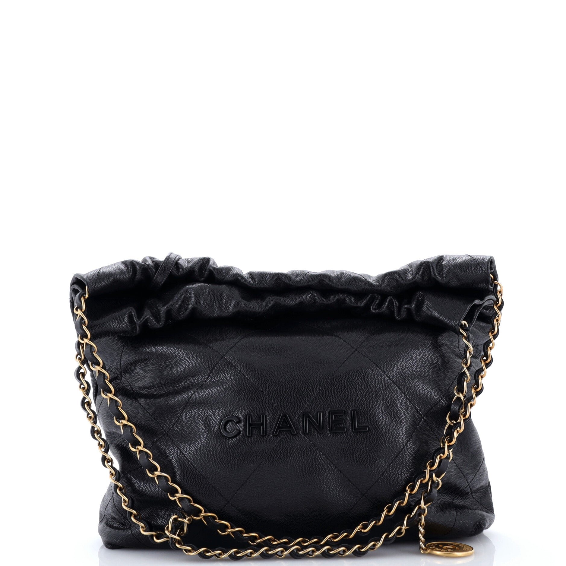 22 Chain Hobo Quilted Caviar Small
