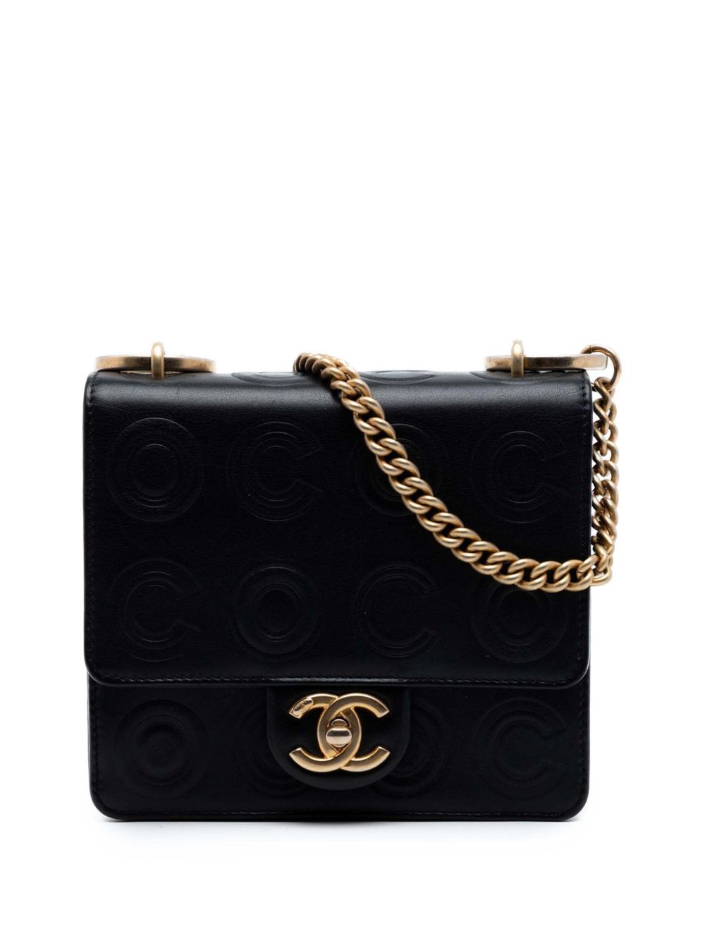 2019 Mini Square Calfskin Coco Embossed Flap crossbody bag