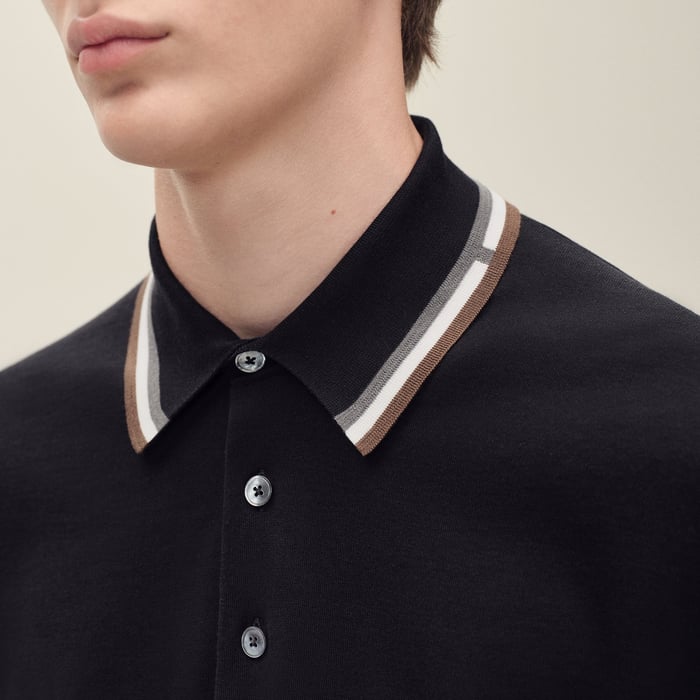 Noir "Rayures & Twist" Polo Shirt