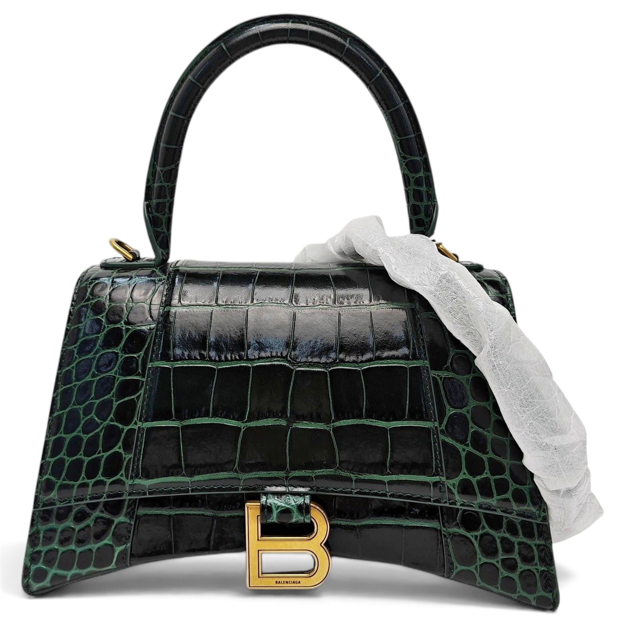 Hourglass leather handbag