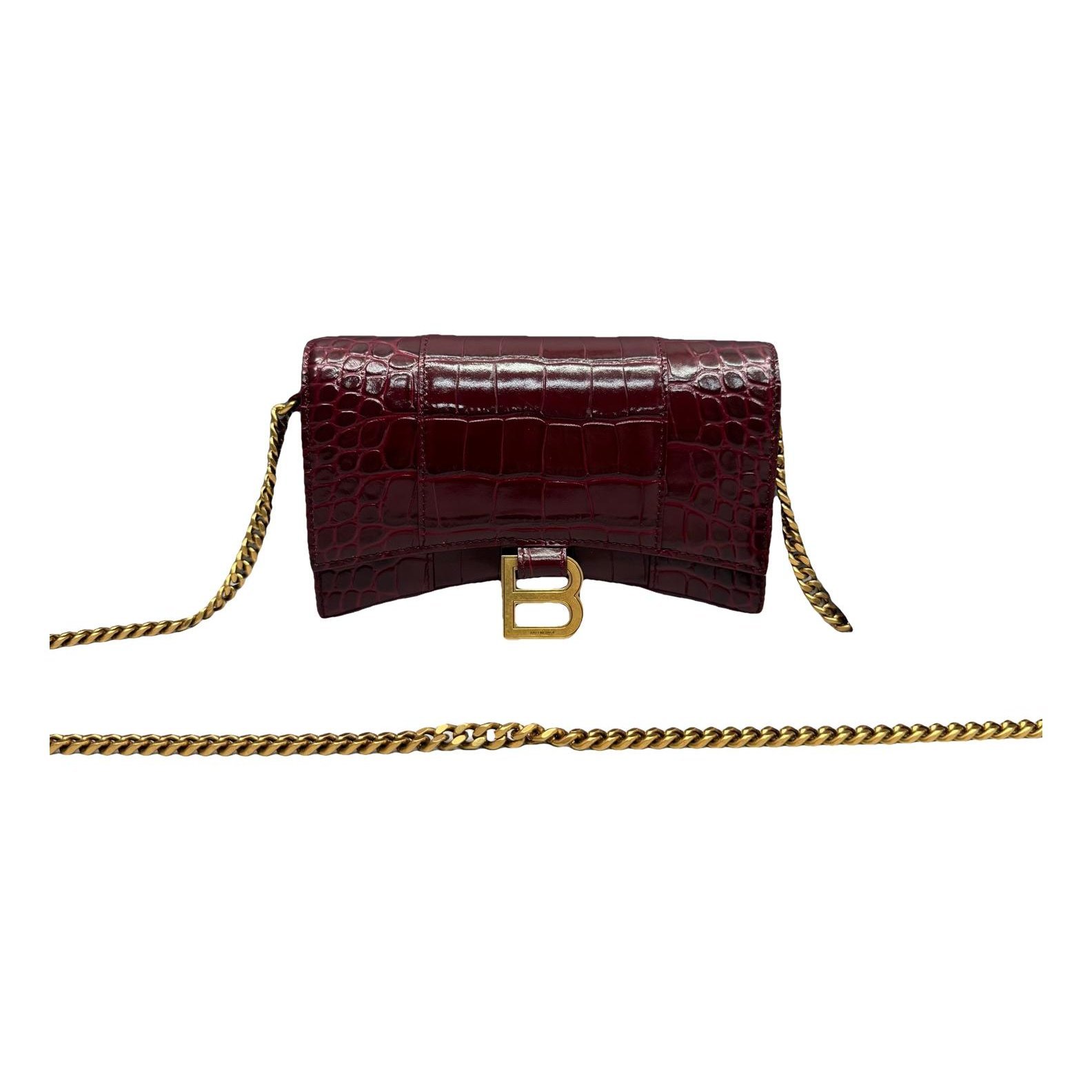 Hourglass leather handbag